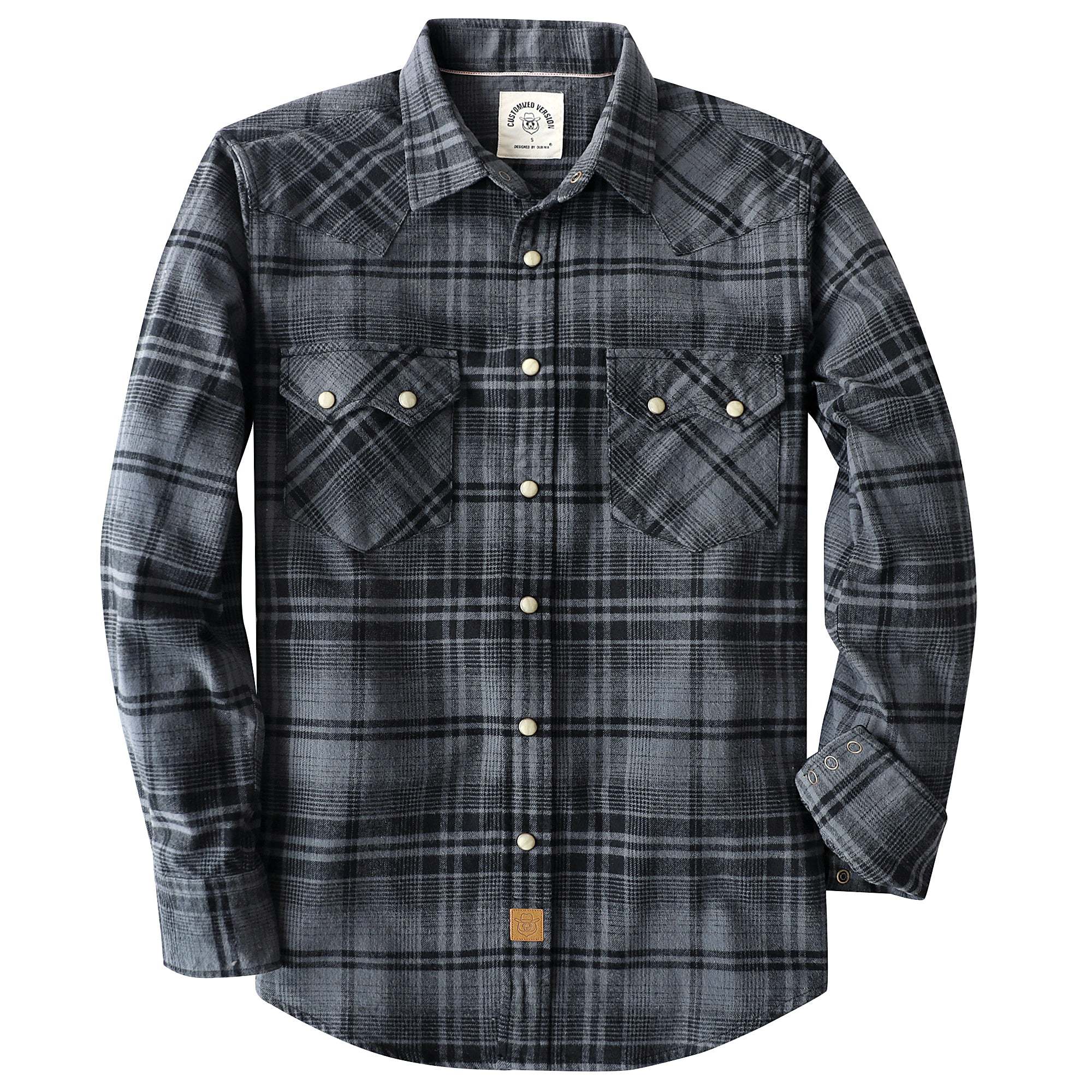 Dubinik? 6.3oz Flannel Shirt for Men Long Sleeve Casual Cozy Snap Button Western Plaid Shirts Soft Pure Cotton#37009