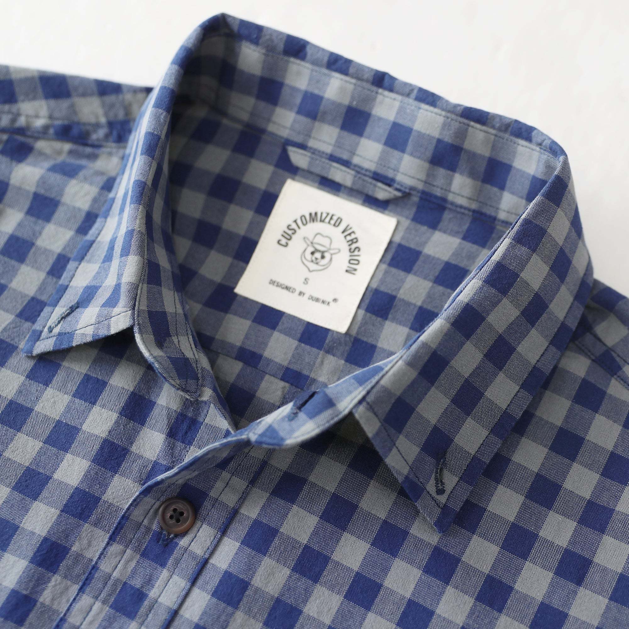 Dubinik? 4.6oz Mens Lightweight Pure Cotton Long Sleeve Button Down Plaid Shirt#101818