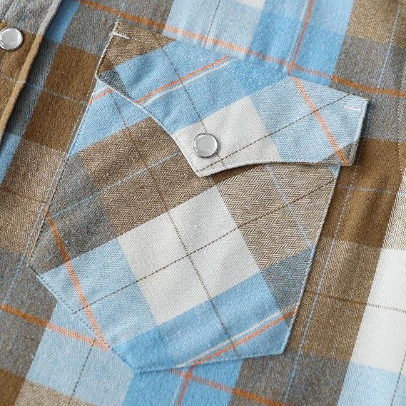6oz Mens Flannel Long Sleeve Pearl Snap Buttons Western Cowboy Vintage Casual Shirts #2821 Tall size in stock now!
