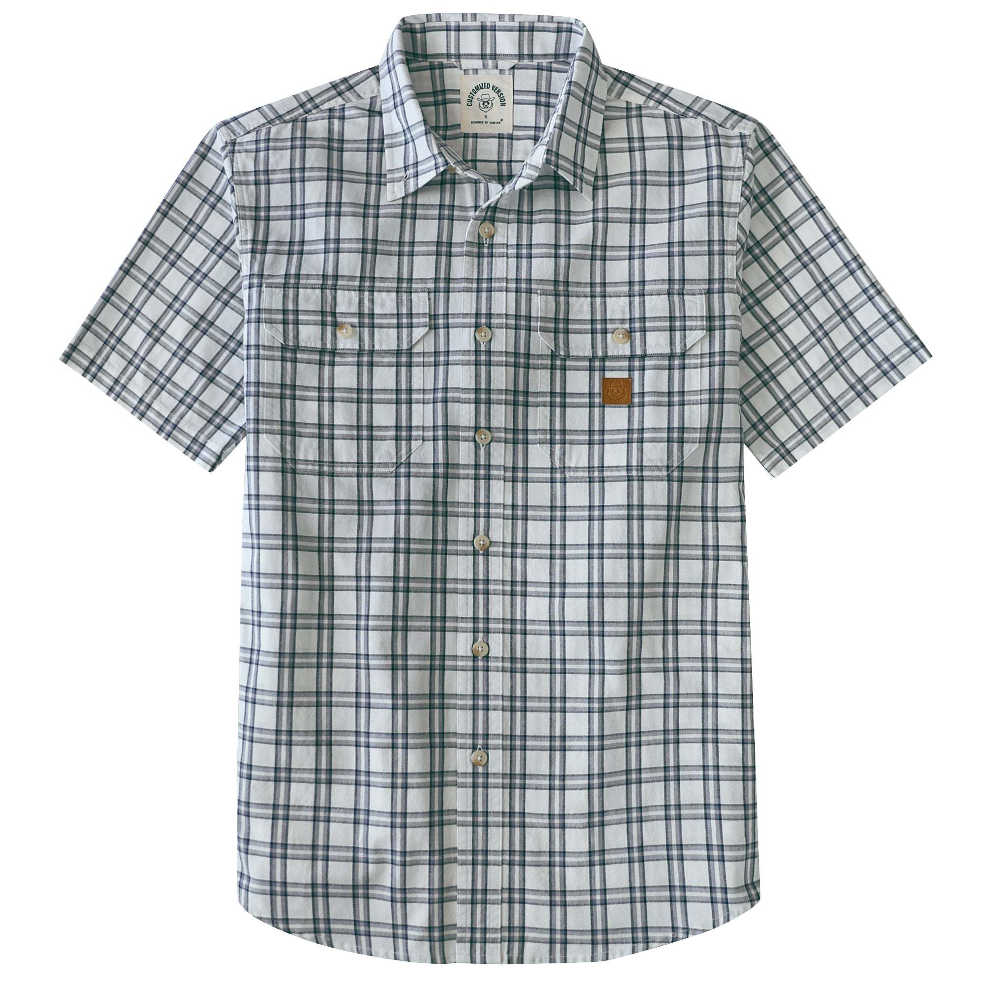 Dubinik? Men’s Short Sleeve Button-Down Shirt, Double Pockets, Casual Workwear Plaid#101714