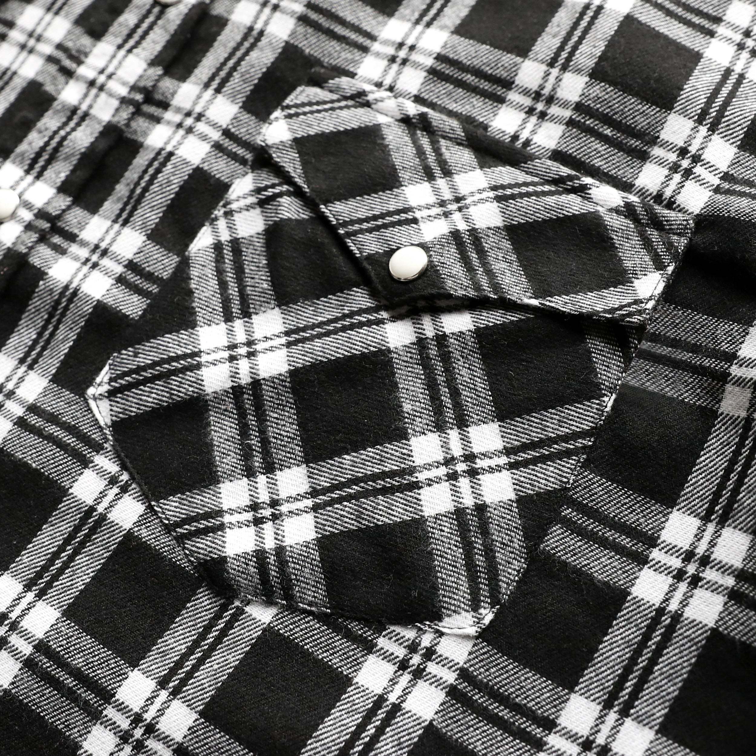 6oz Mens Flannel Long Sleeve Pearl Snap Buttons Western Cowboy Vintage Casual Shirts #2804