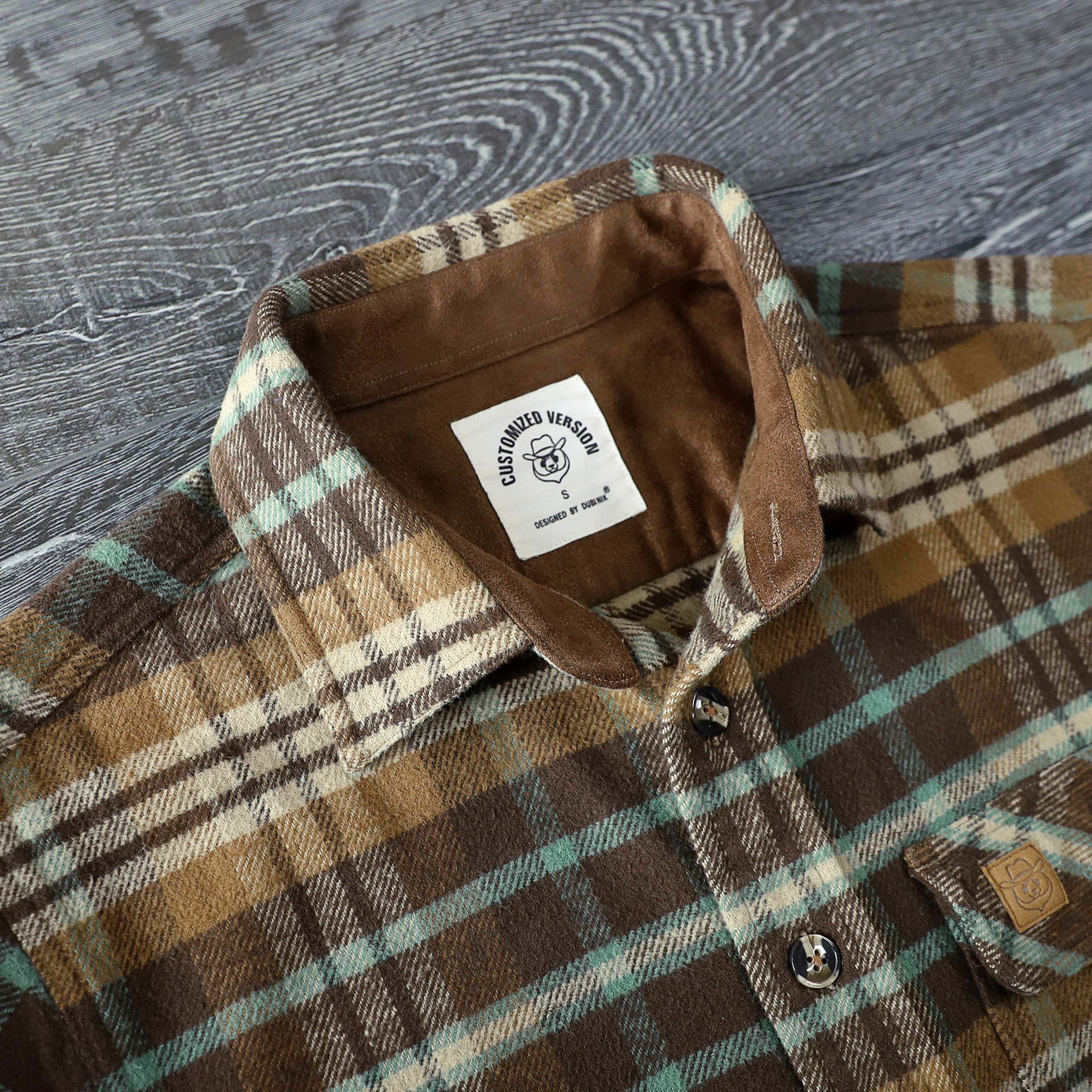 Dubinik? 10.8oz Ultra Heavyweight Green Flannel Shirt for Men Long Sleeve Casual Button Down Soft Pure Cotton Plaid Warm Suede Cuffs#0082008