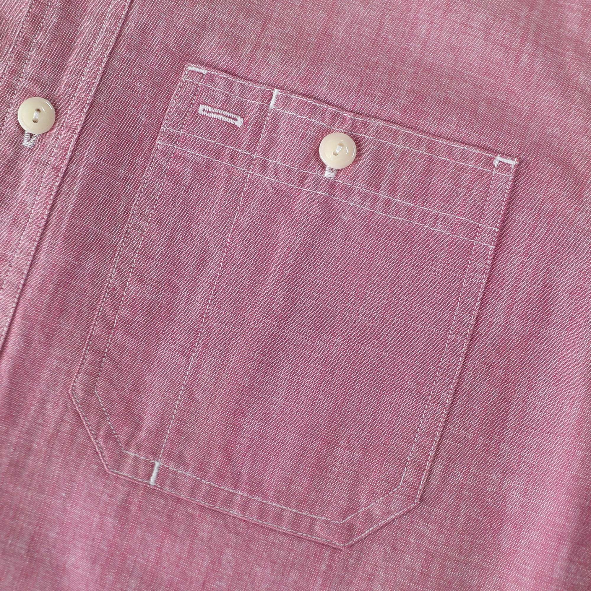 Dubinik? Dark Pink Solid Mens Short Sleeve Button Down Casual Cotton Regular Fit Lightweight Pocket Chambray Mens Button Down Short Sleeve#0057012