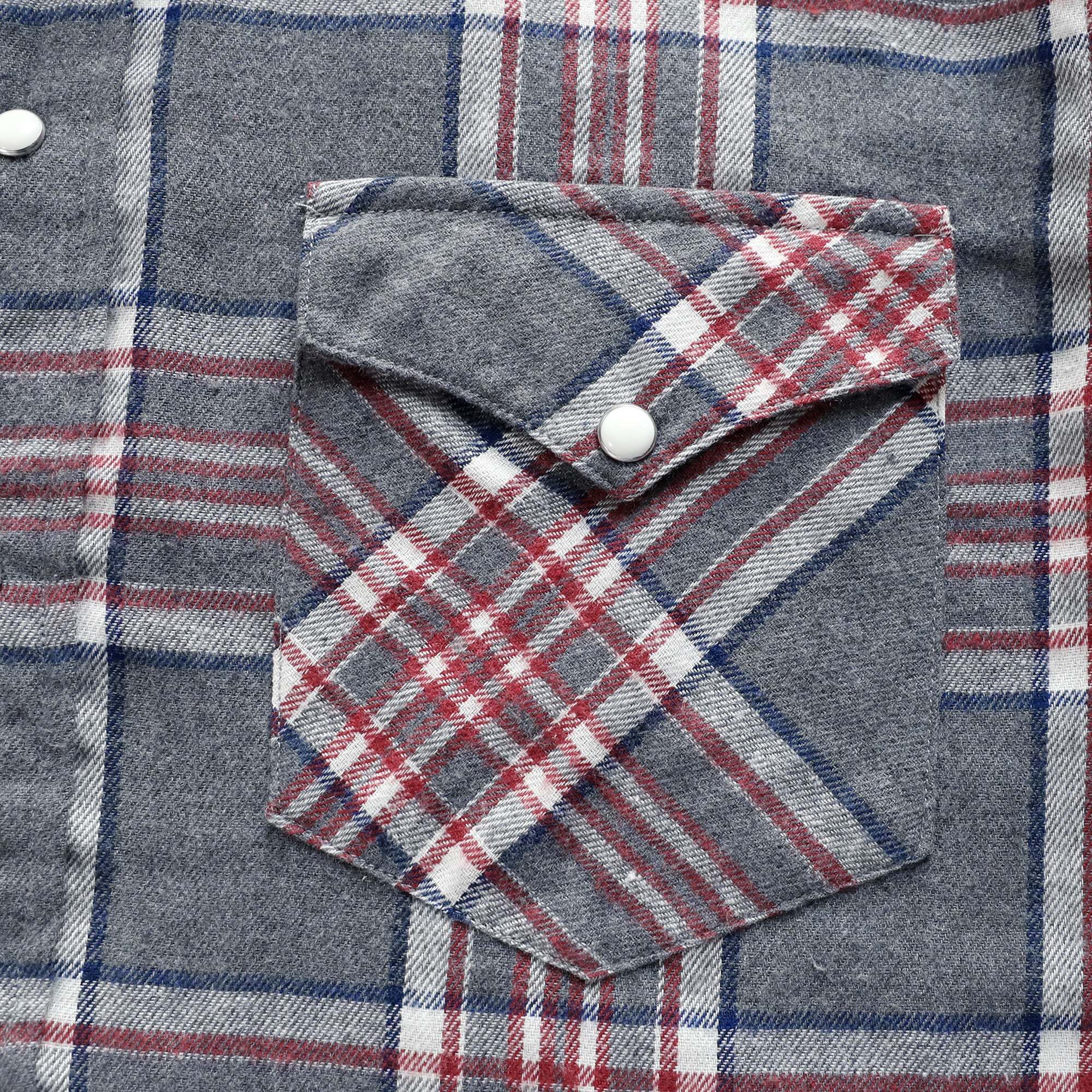 6oz Mens Flannel Long Sleeve Pearl Snap Buttons Western Cowboy Vintage Casual Shirts #2810