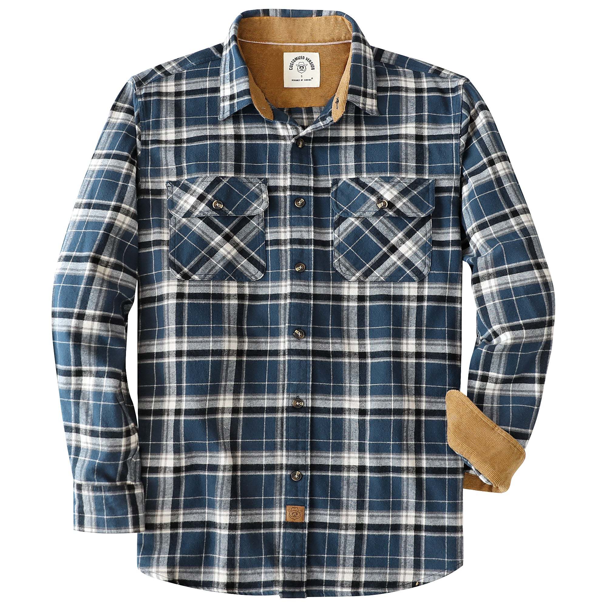 Dubinik? 6oz Mens Flannel Shirt Long Sleeve Button Down Plaid All Cotton Soft Brushed Flannel Shirt For Men Utility Casual Shirt #0030021