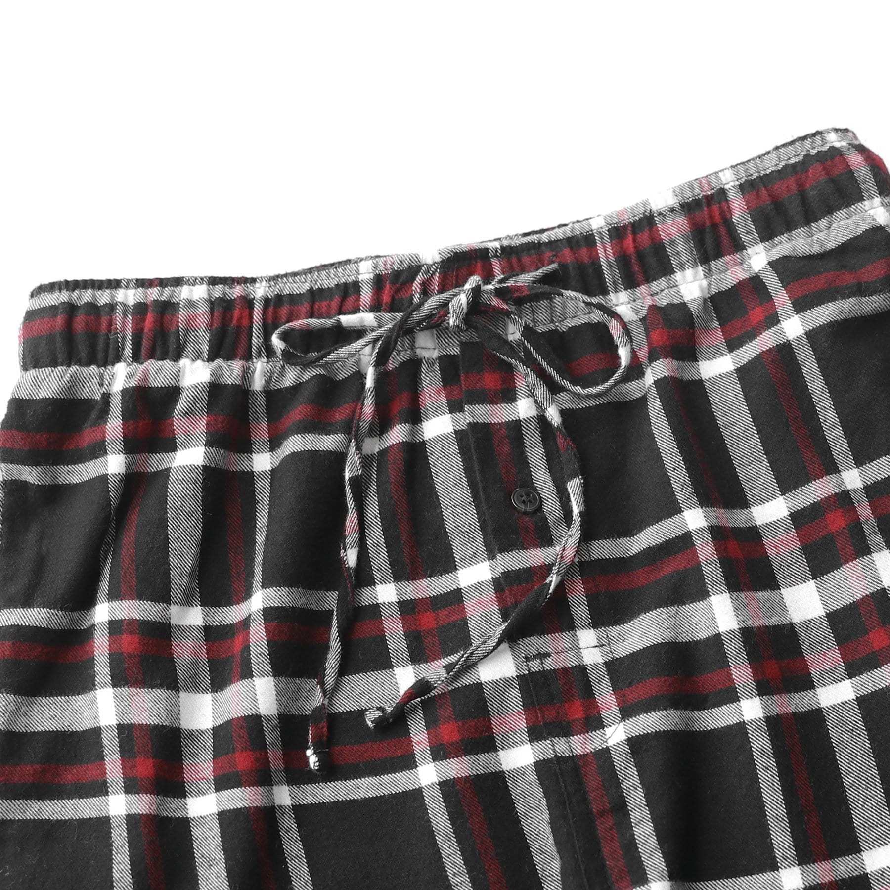 Cotton Flannel Pajama Plaid Sleep & Lounge Pants, PJ Bottoms With Pockets And Button Fly #3009