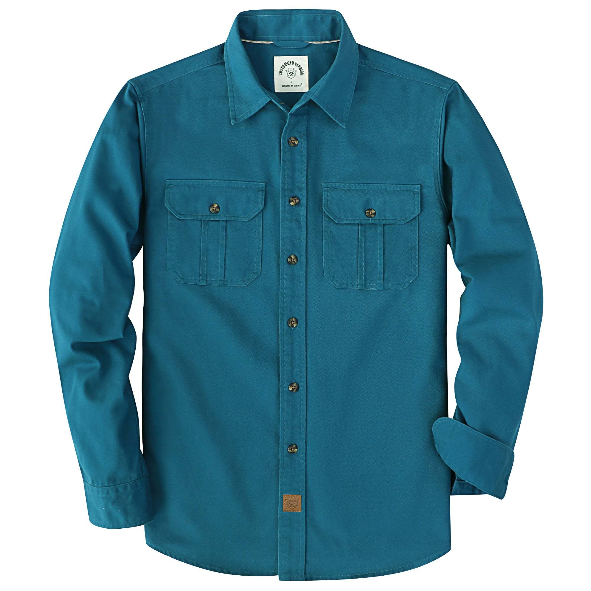Dubinik? 7.2oz Men's Cotton Long Sleeve Button Down Shirt – Casual Two Pocket Work Shirt#10811