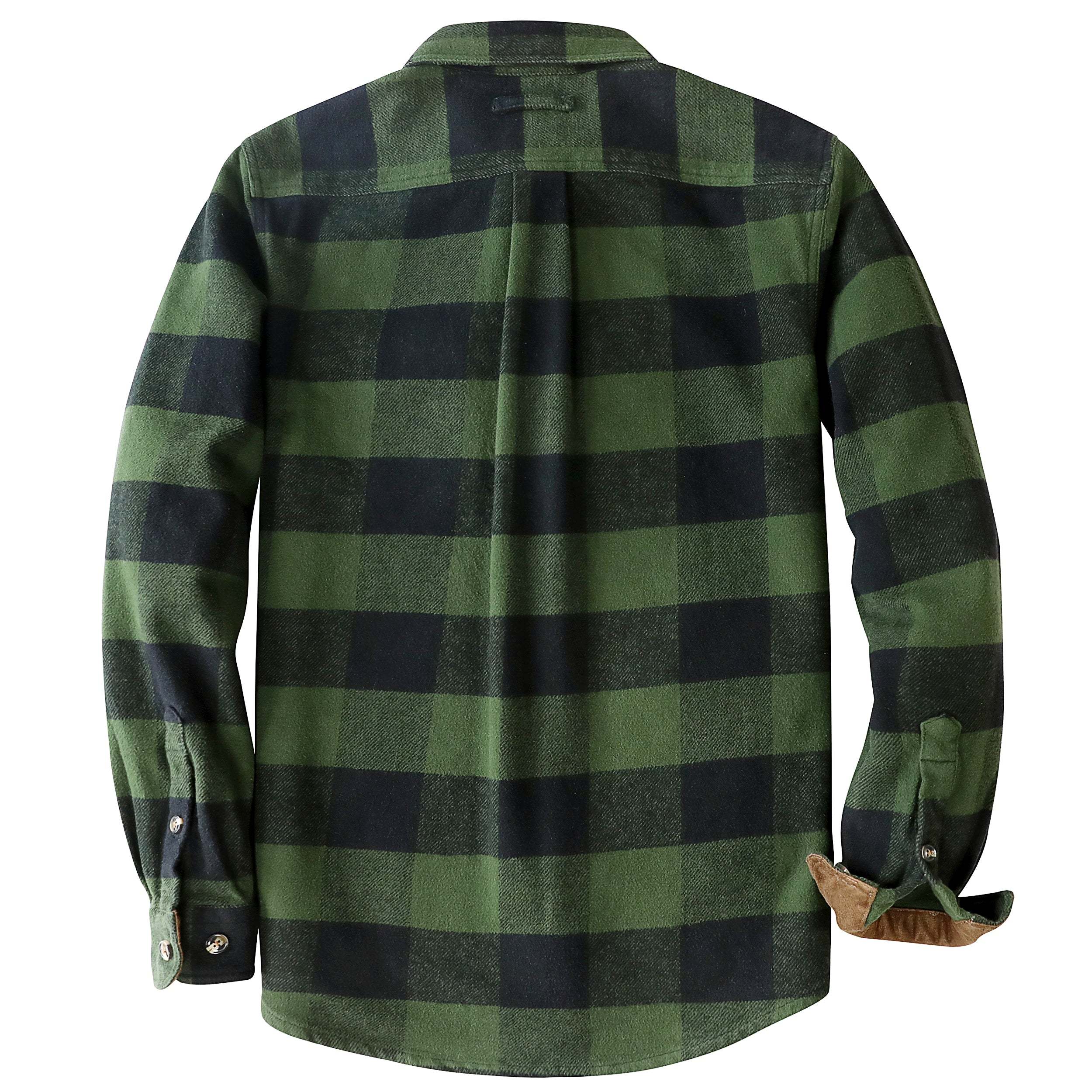 Dubinik? 10.8oz Ultra Heavyweight Green Flannel Shirt for Men Long Sleeve Casual Button Down Soft Pure Cotton Plaid Warm Suede Cuffs#0082017