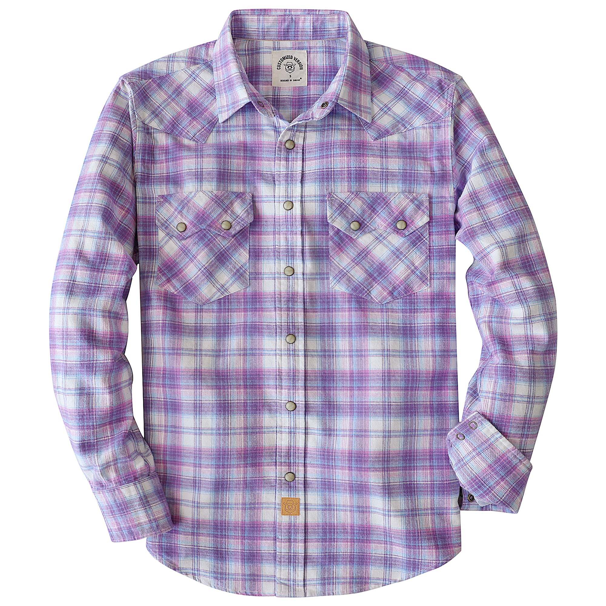 Dubinik? 6.3oz Flannel Shirt for Men Long Sleeve Casual Cozy Snap Button Western Plaid Shirts Soft Pure Cotton#37020