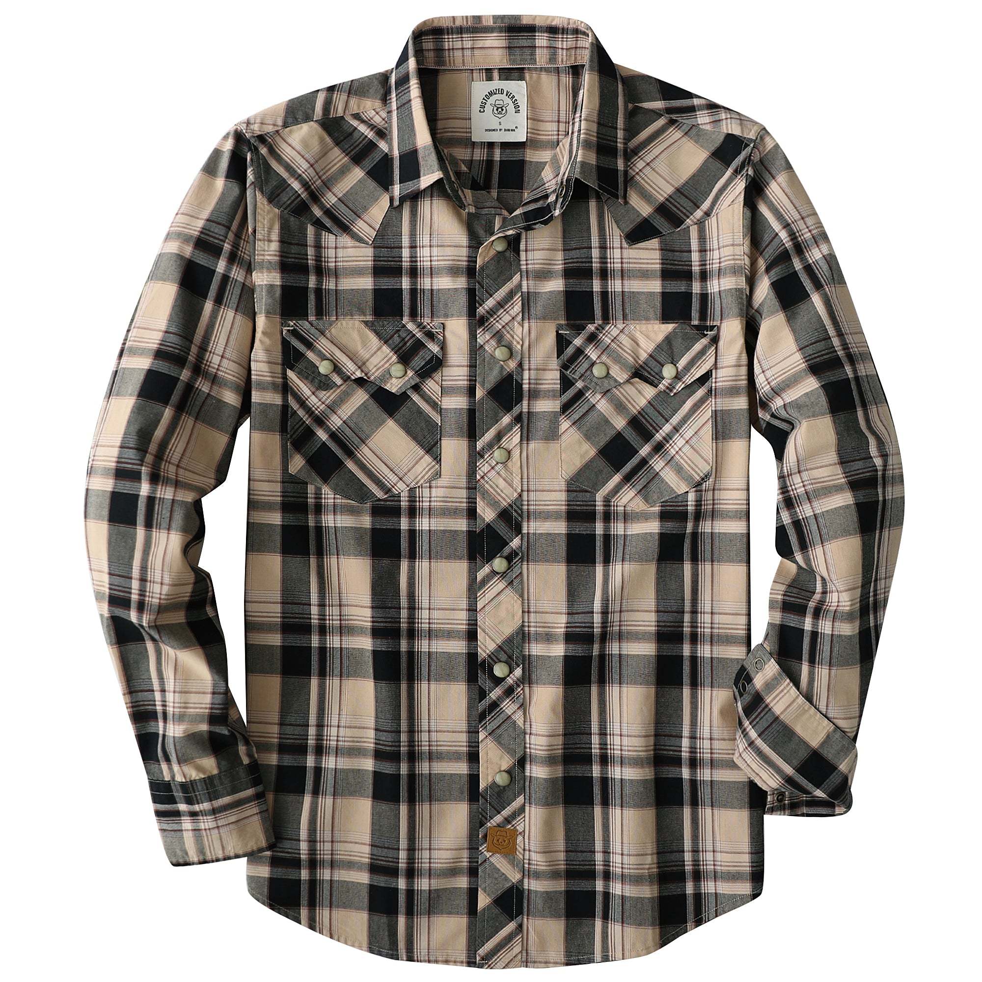Dubinik? 4.1oz Pearl Snap Shirts For Men Long Sleeve Lightweight Casual Sawtooth Pocket Western Plaid Cowboy Cotton Vintage Work Shirt#48004