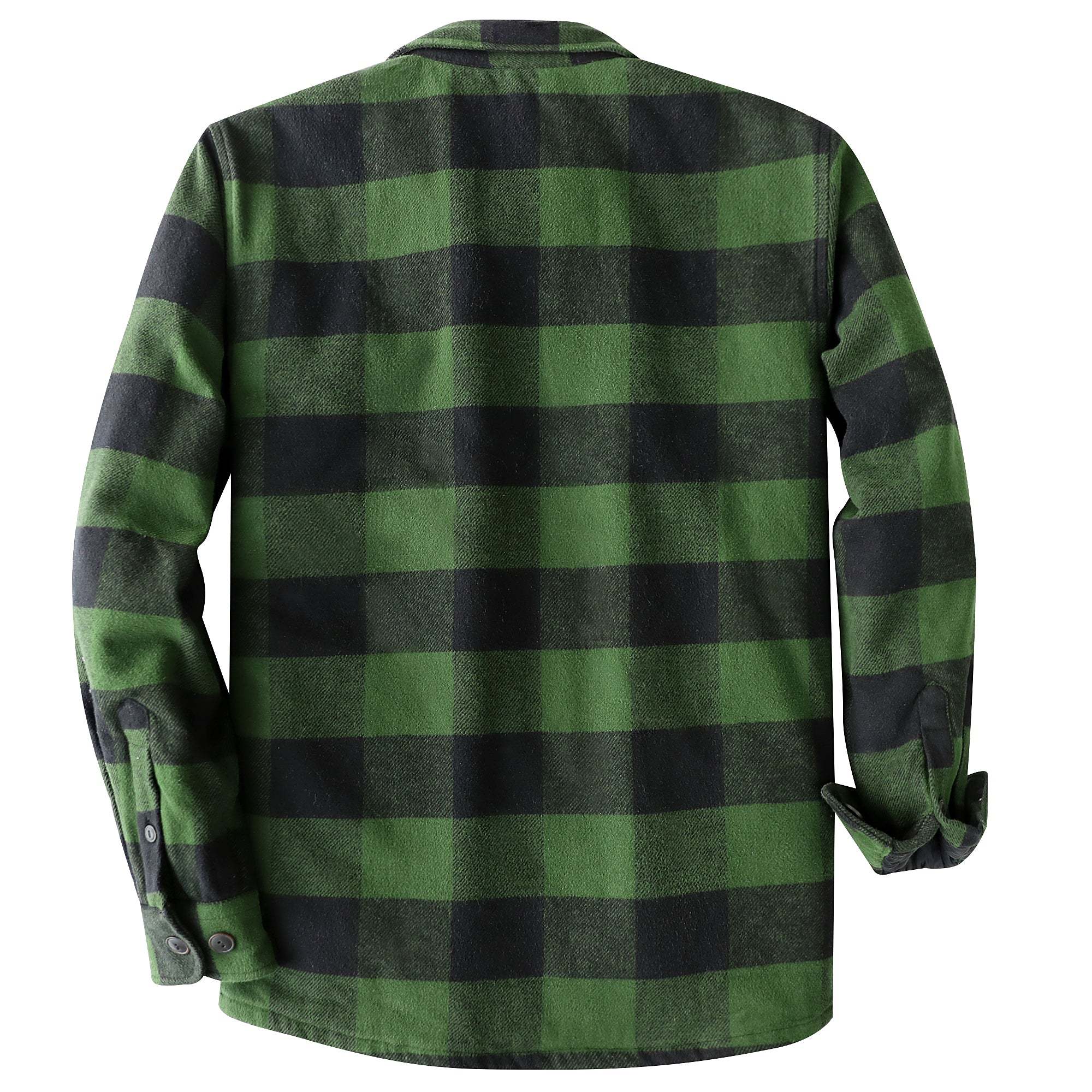 Dubinik? 10.8oz Mens Shacket Flannel Warm Lined Coats Lightweight Jacket Casual Green Plaid Flannel Shirt For Men Long Sleeve Button Down#0182017
