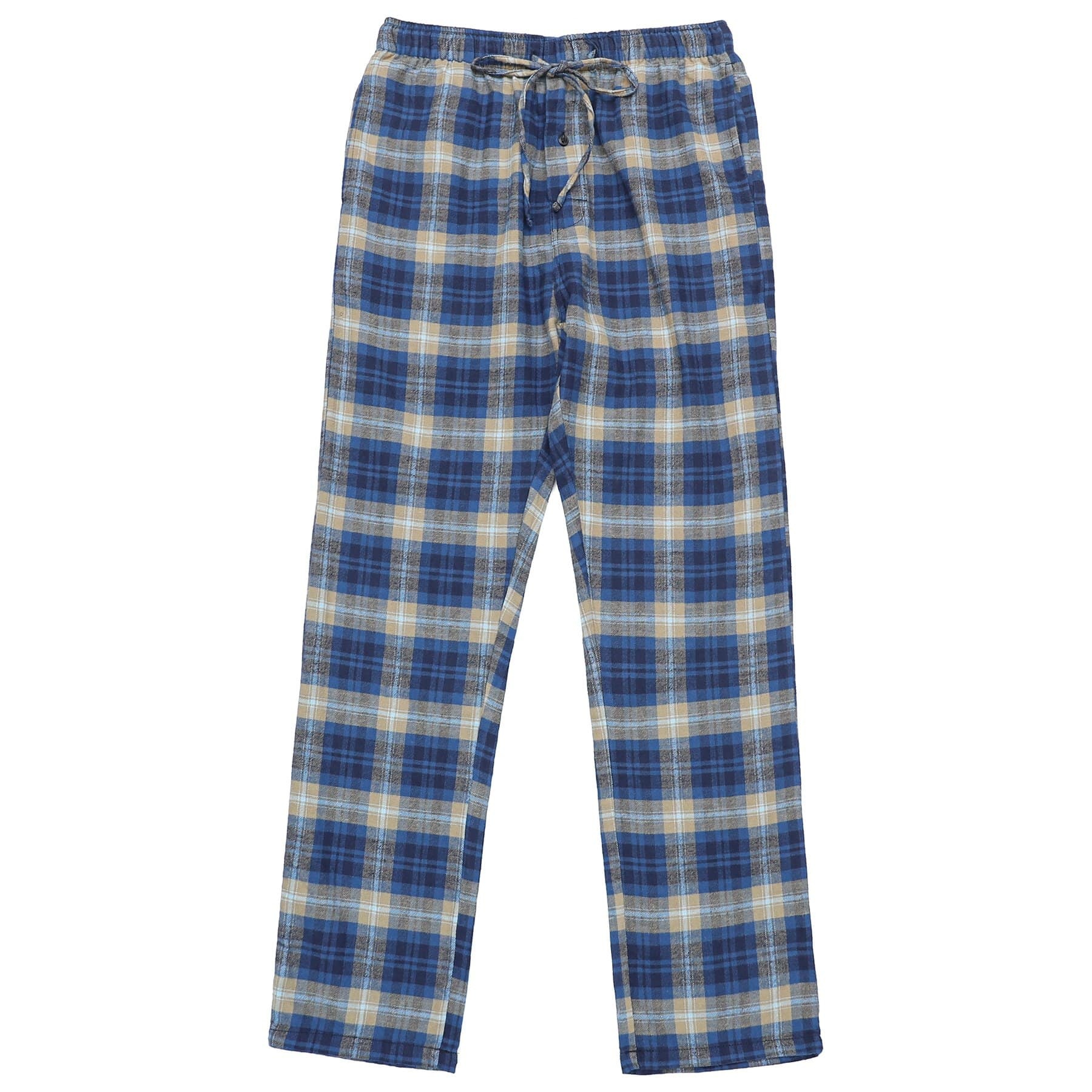 Cotton Flannel Pajama Plaid Sleep & Lounge Pants, PJ Bottoms With Pockets And Button Fly #3003