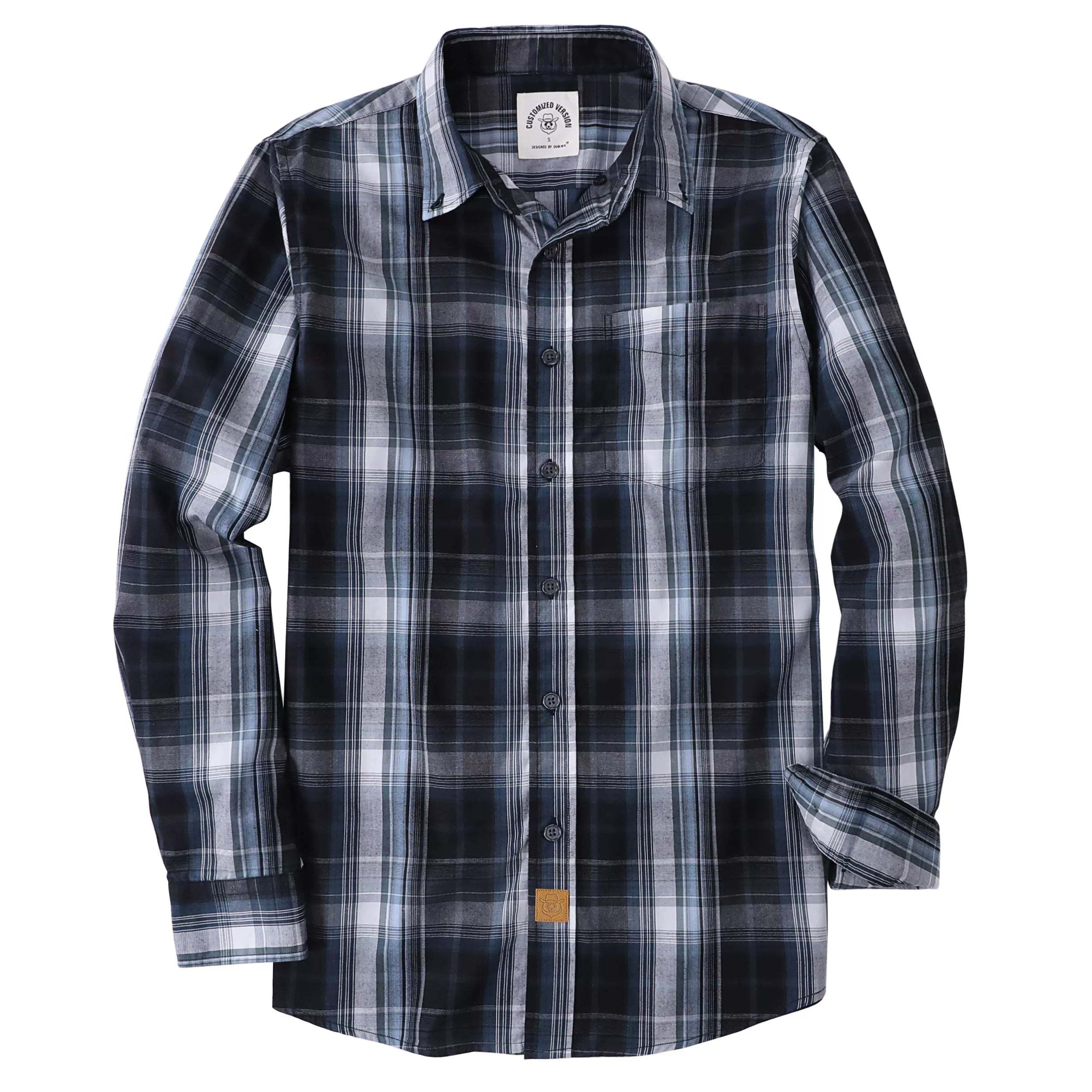 Dubinik? 3.2oz Mens Long Sleeve Casual Button Down Vintage Plaid Shirts#52024