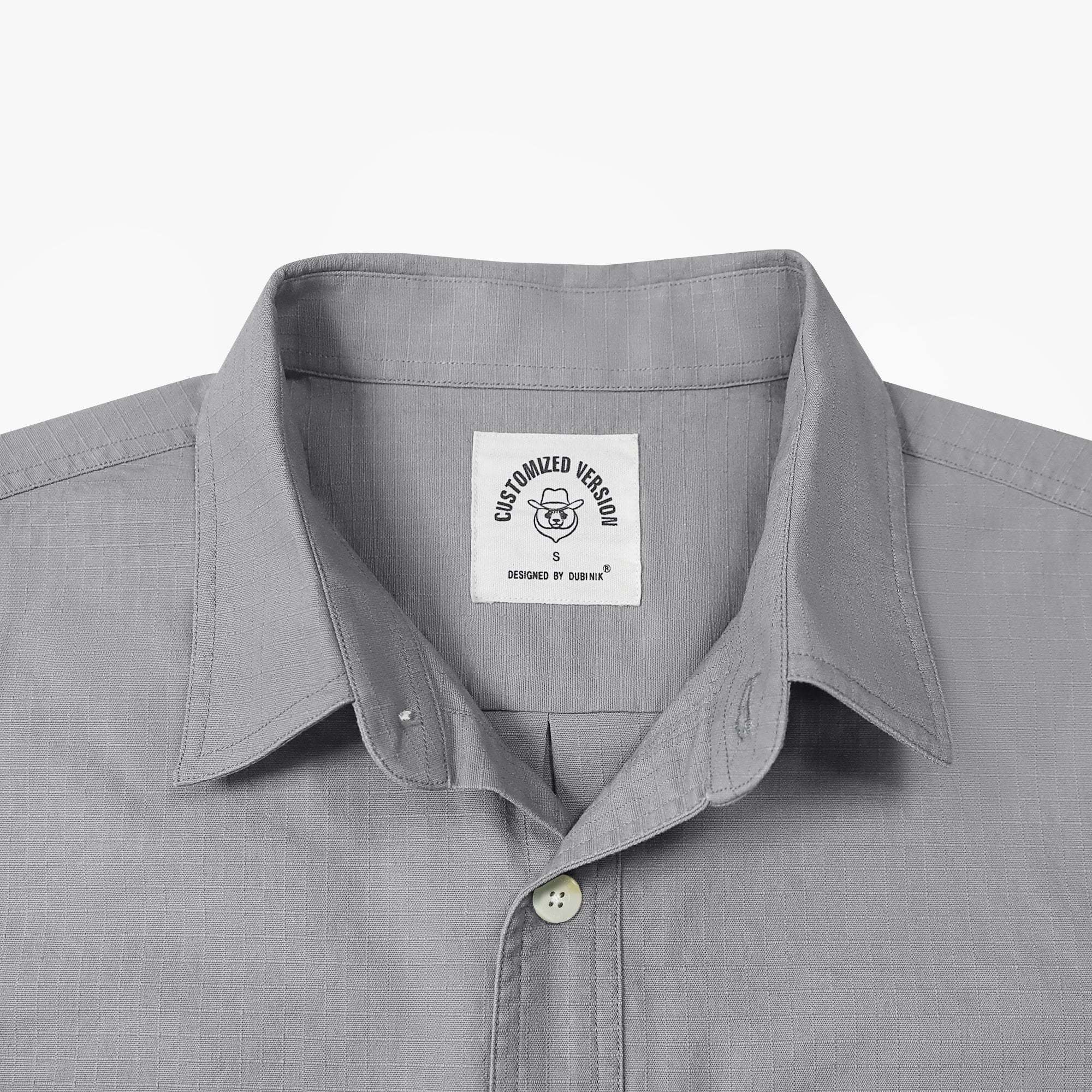 Dubinik? 6.5oz Mens Button Up Shirts Long Sleeve Casual Dark Gray Solid Shirts for Men Two Pocket Regular Fit Comfortable with Stretch Shirt#0056005