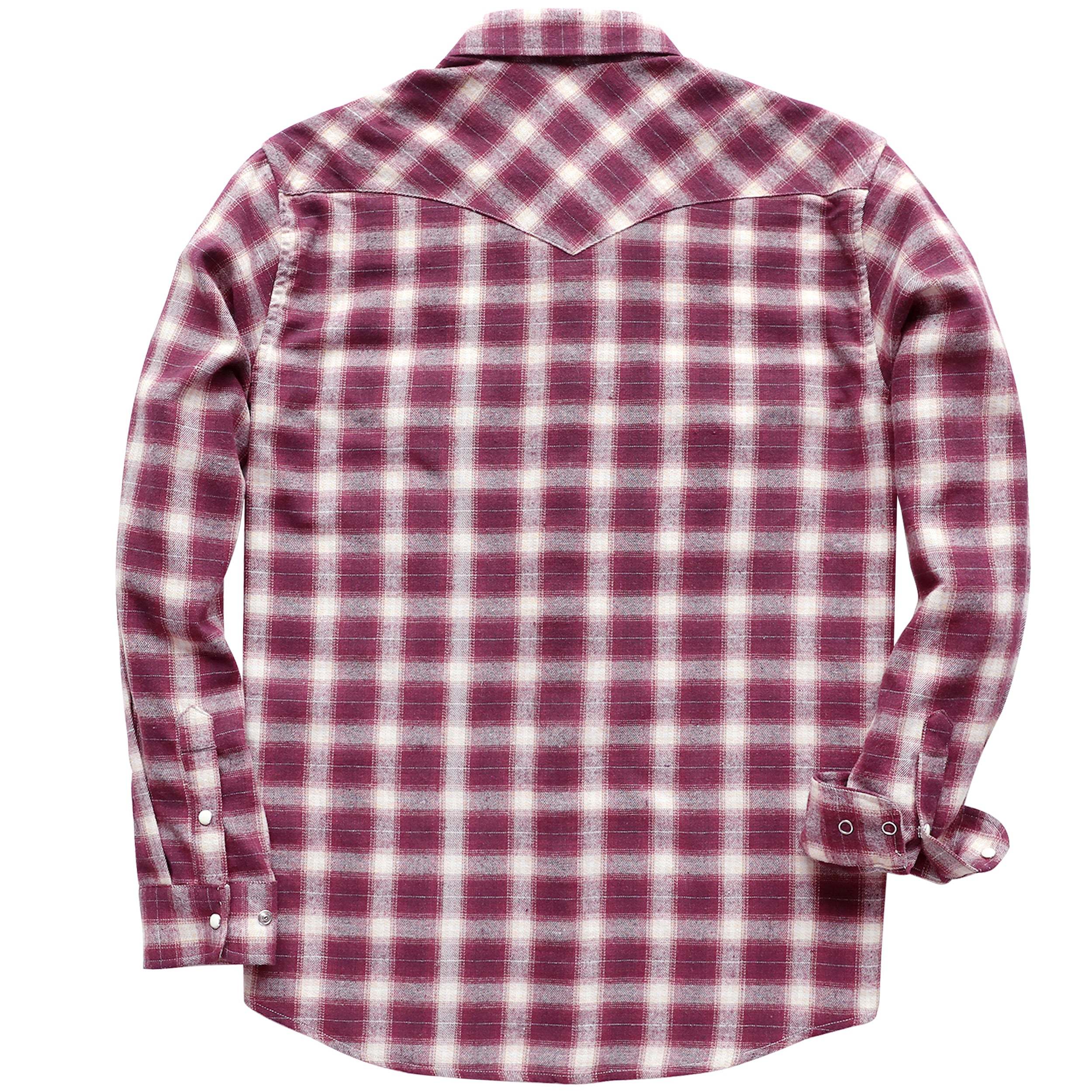 6oz Mens Flannel Long Sleeve Pearl Snap Buttons Western Cowboy Vintage Casual Shirts #2818