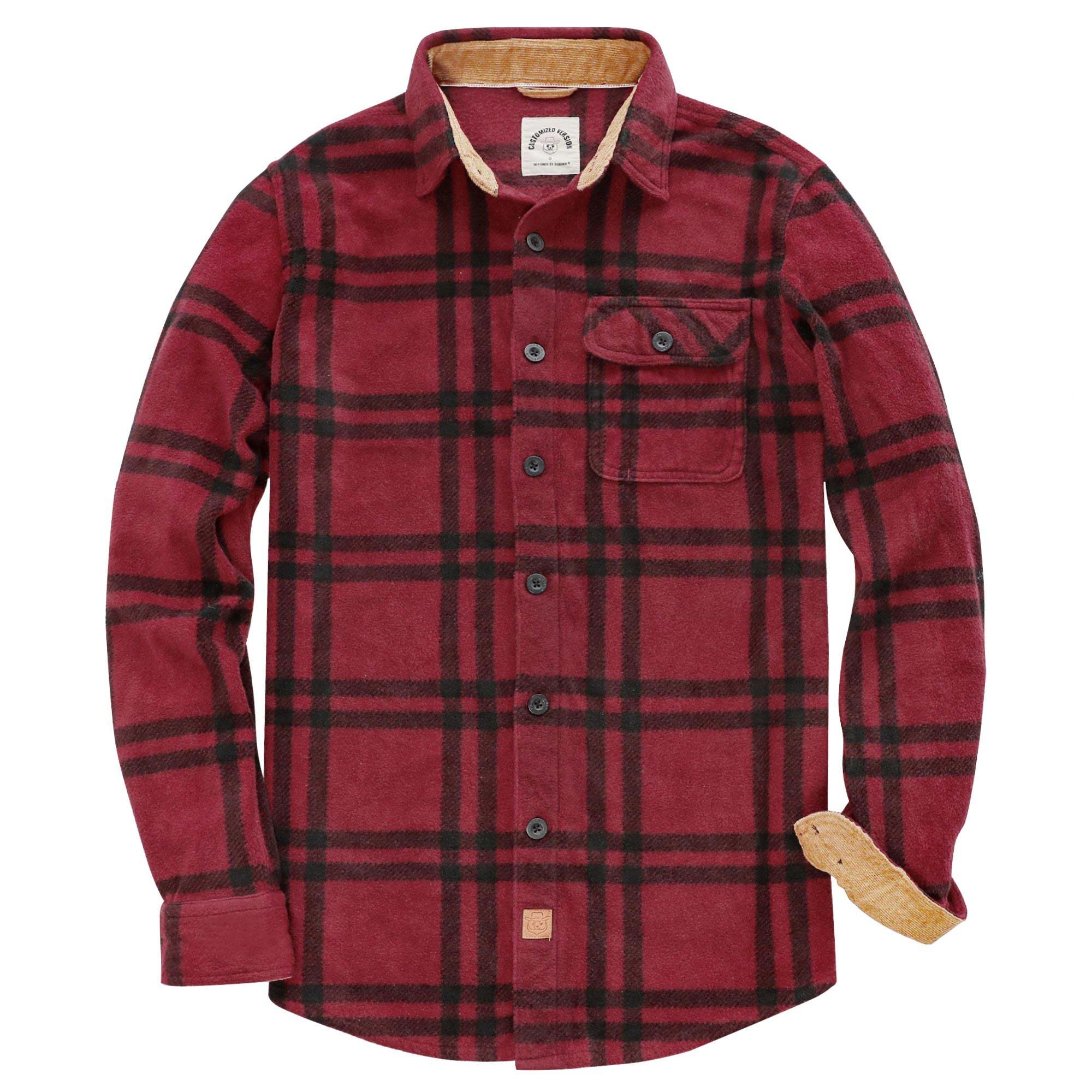 Mens Long Sleeve Fleece Shirt Casual Button Down Light-in-weight Shirt #1818