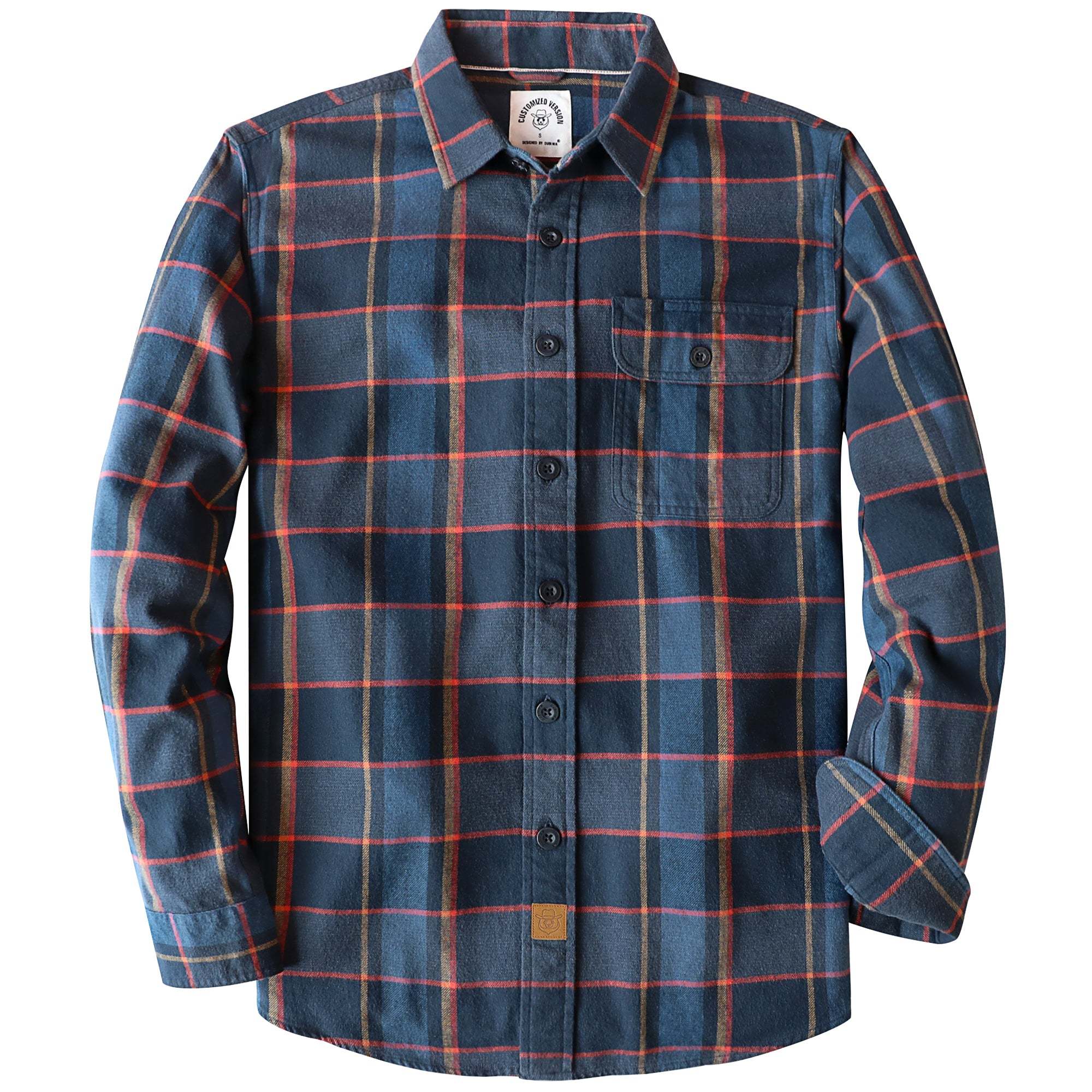 Dubinik? 6oz Mens Long Sleeve Midweight Flannel Shirt Warm Casual Soft Cotton Button Down Plaid Shirt #3415