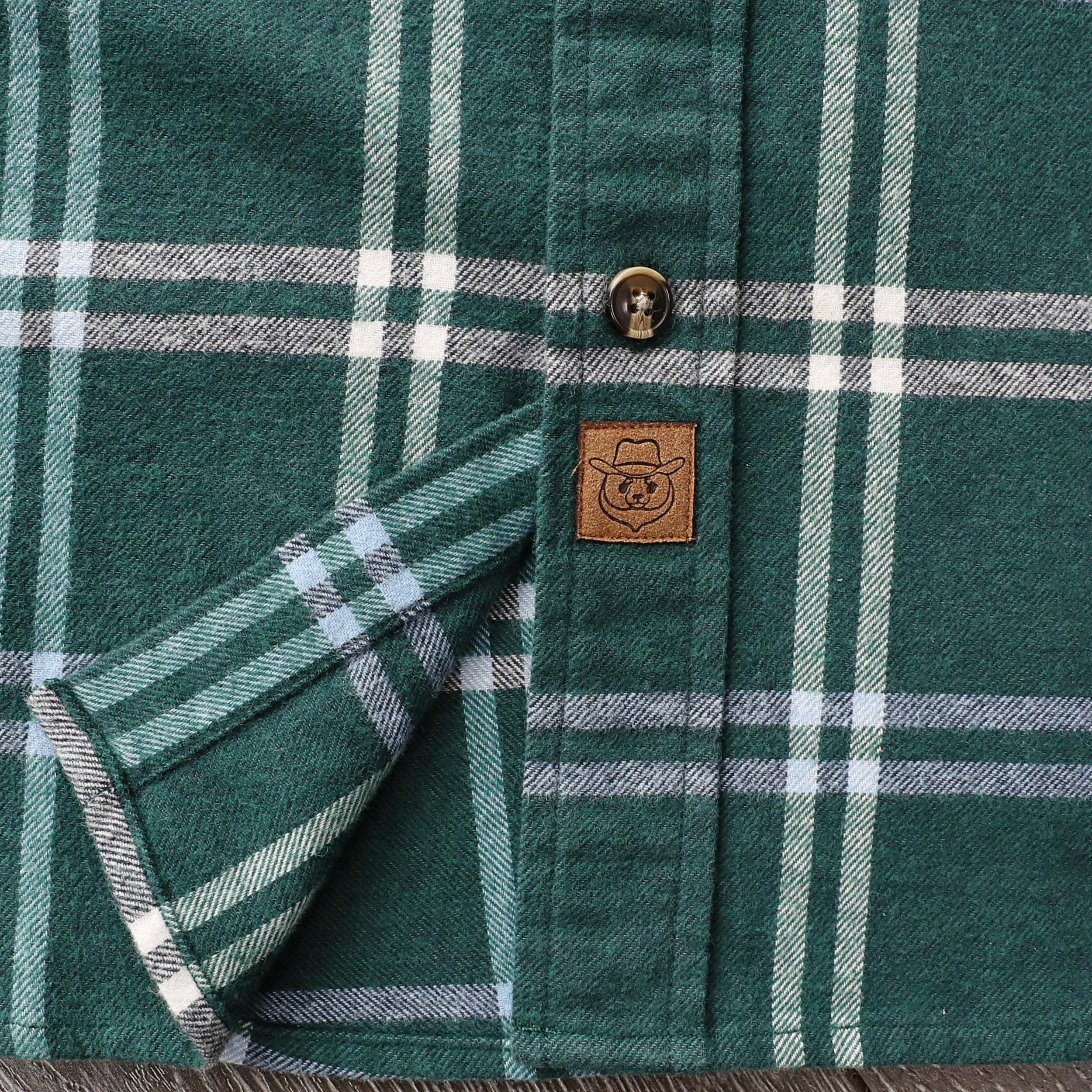 Dubinik? 6oz Mens Green Flannel Shirt Long Sleeve Button Down Plaid All Cotton Soft Brushed Flannel Shirt For Men Utility Casual Shirt #0030018