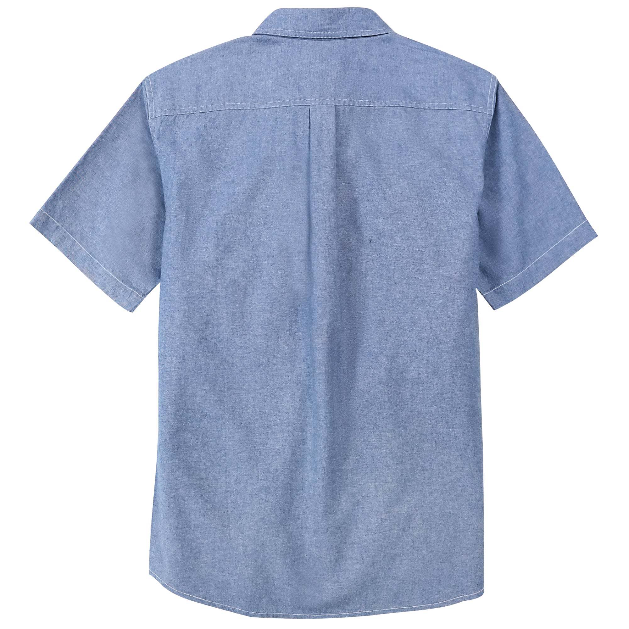 Dubinik? Light Blue Solid Mens Short Sleeve Button Down Casual Cotton Regular Fit Lightweight Pocket Chambray Mens Button Down Short Sleeve#0057009