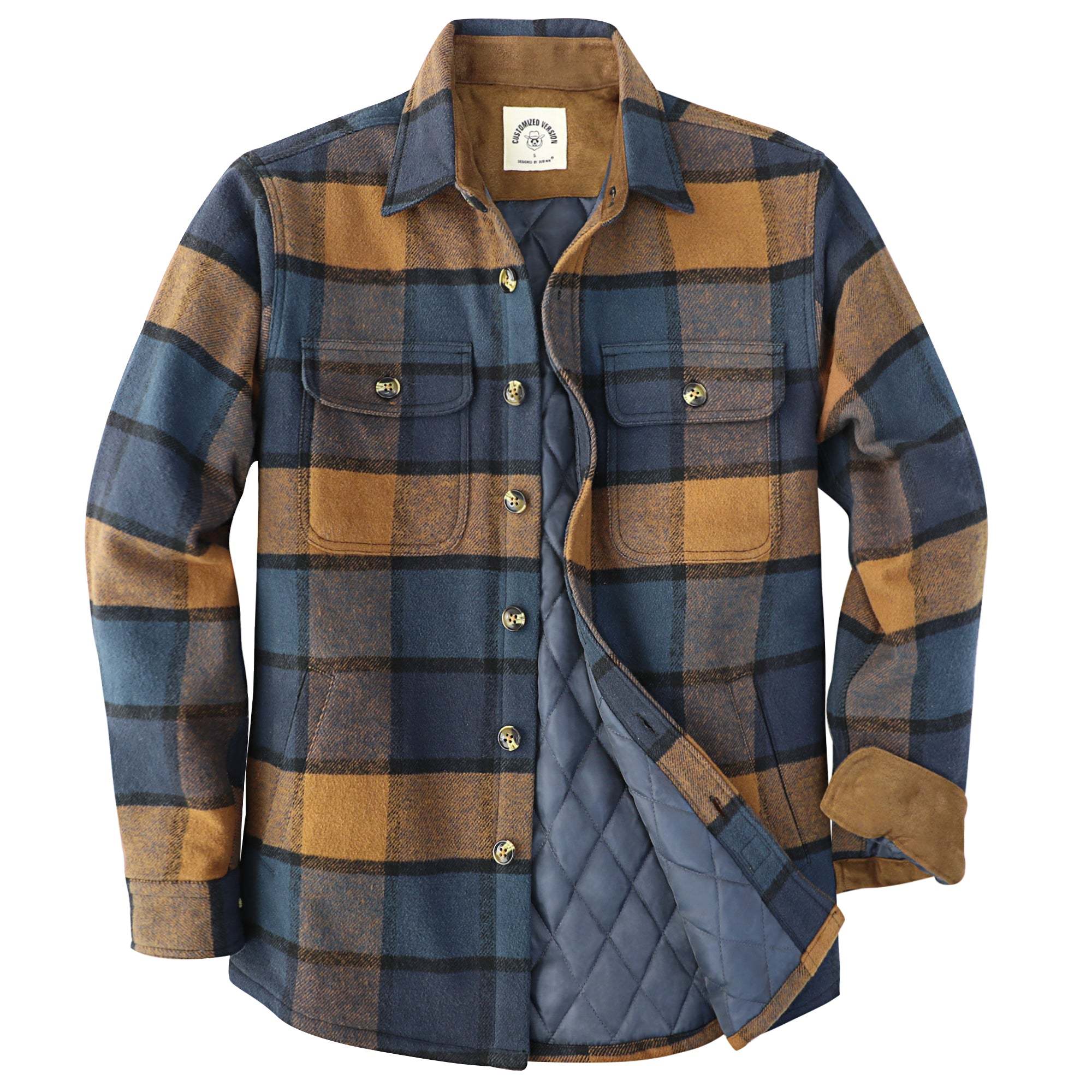 Dubinik? 10.8oz Men's Flannel Shacket Plaid Jacket with Warm Lining Button Up#38403