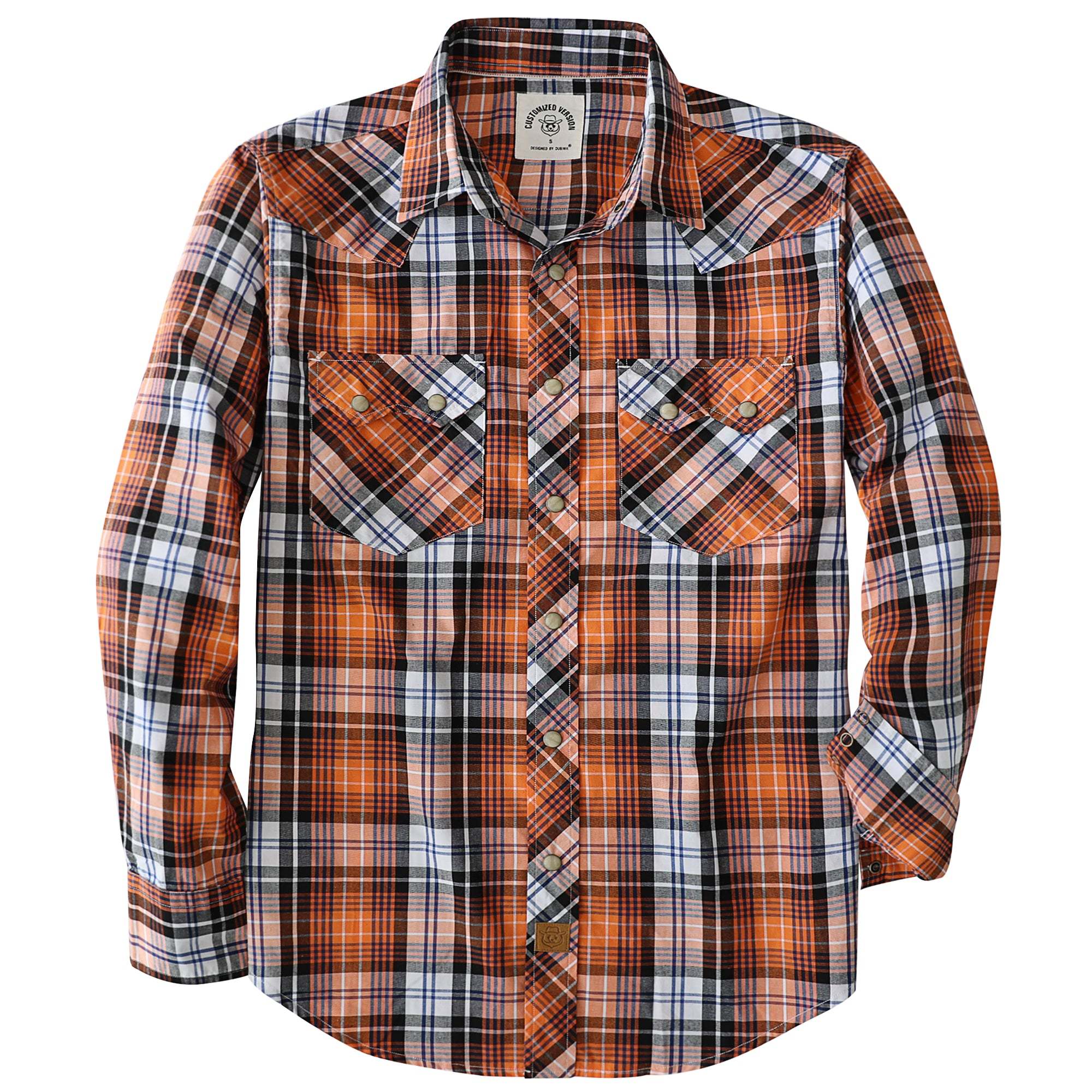 Dubinik? 4.1oz Pearl Snap Shirts For Men Long Sleeve Lightweight Casual Sawtooth Pocket Western Plaid Cowboy Cotton Vintage Work Shirt#48014