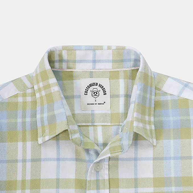 Dubinik? 6oz Mens Flannel Shirts Long Sleeve Button Down Casual Work Plaid Shirt Men All Cotton Soft with Pocket Regular Fit#03-055