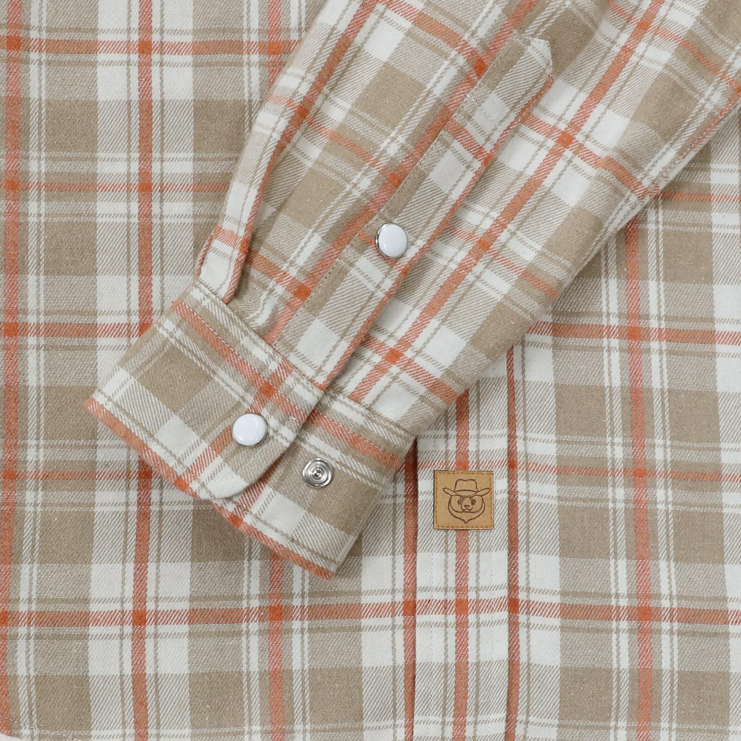 Dubinik? 6oz Flannel Shirt for Men Western Cowboy Pearl Snap Shirts for Men Long Sleeve Vintage Buttons Down Plaid Shirt#28406