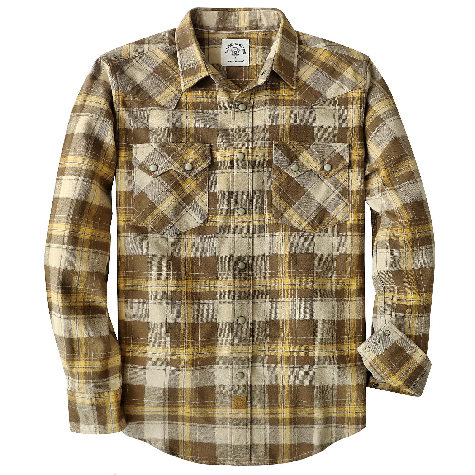 Dubinik? 6.3oz Flannel Shirt for Men Long Sleeve Casual Cozy Snap Button Western Plaid Shirts Soft Pure Cotton#37003