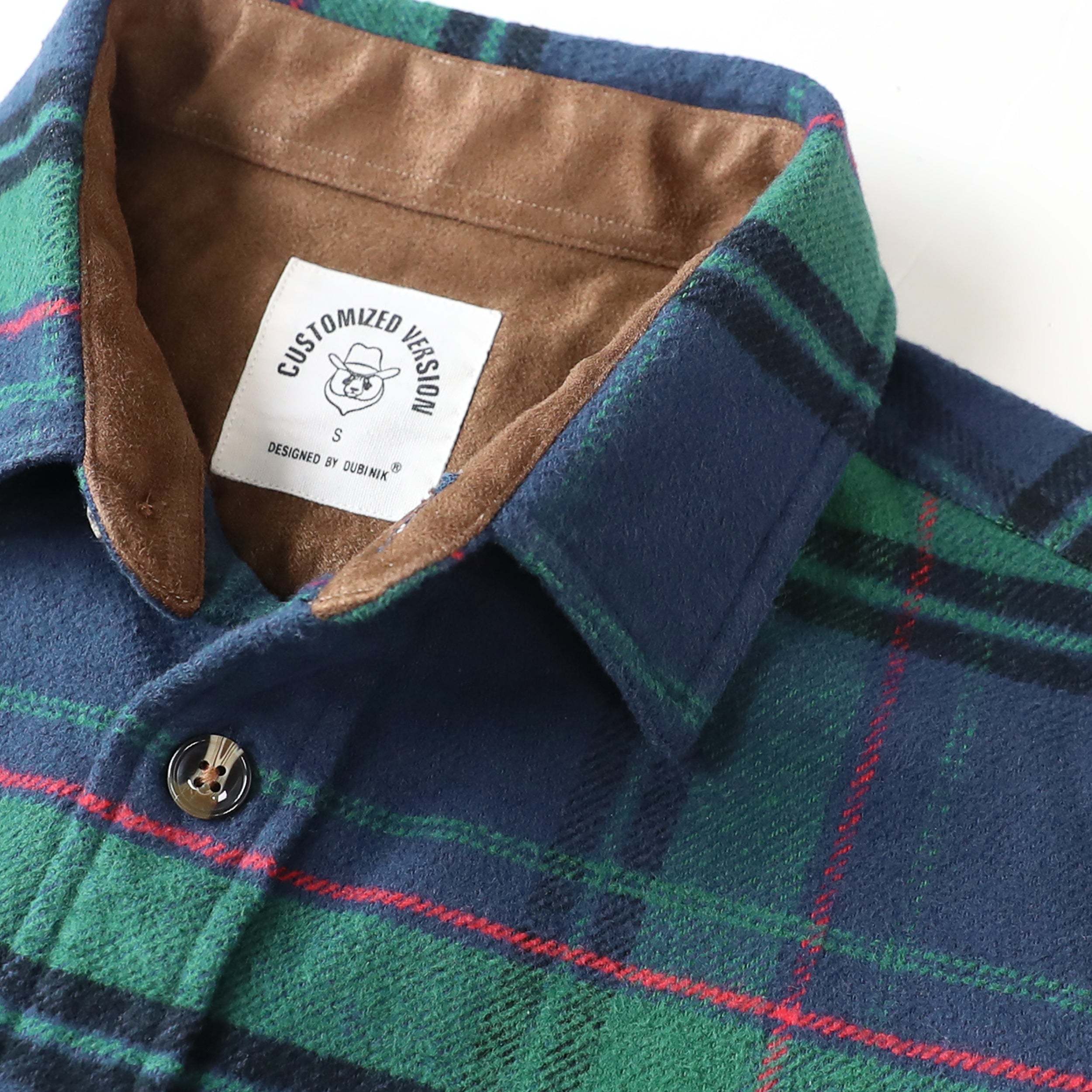 Dubinik? 10.8oz Ultra Heavyweight Flannel Shirt for Men Long Sleeve Casual Button Down Soft Pure Cotton Plaid Warm Suede Cuffs#0082016
