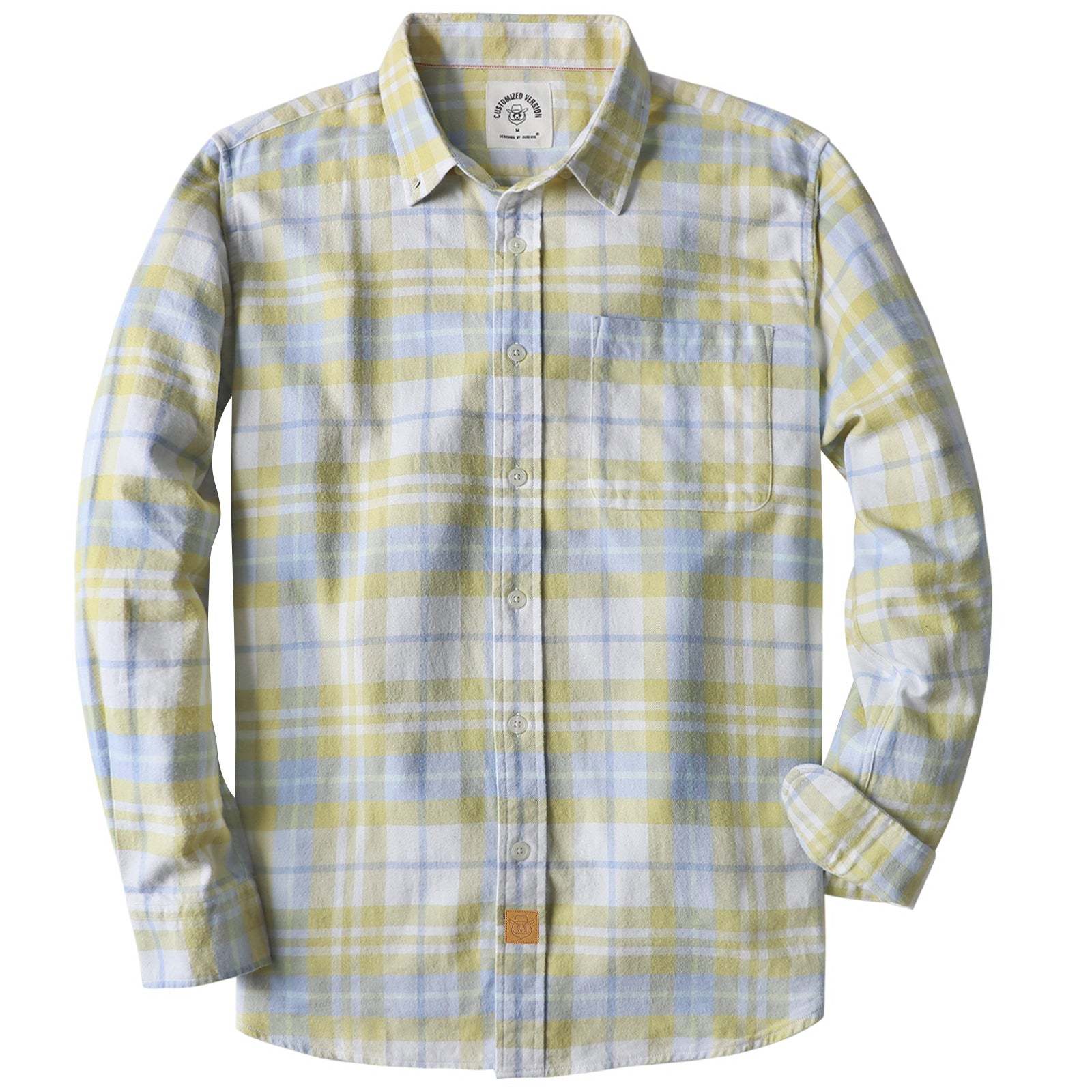 Dubinik? 6oz Mens Flannel Shirts Long Sleeve Button Down Casual Work Plaid Shirt Men All Cotton Soft with Pocket Regular Fit#03-055