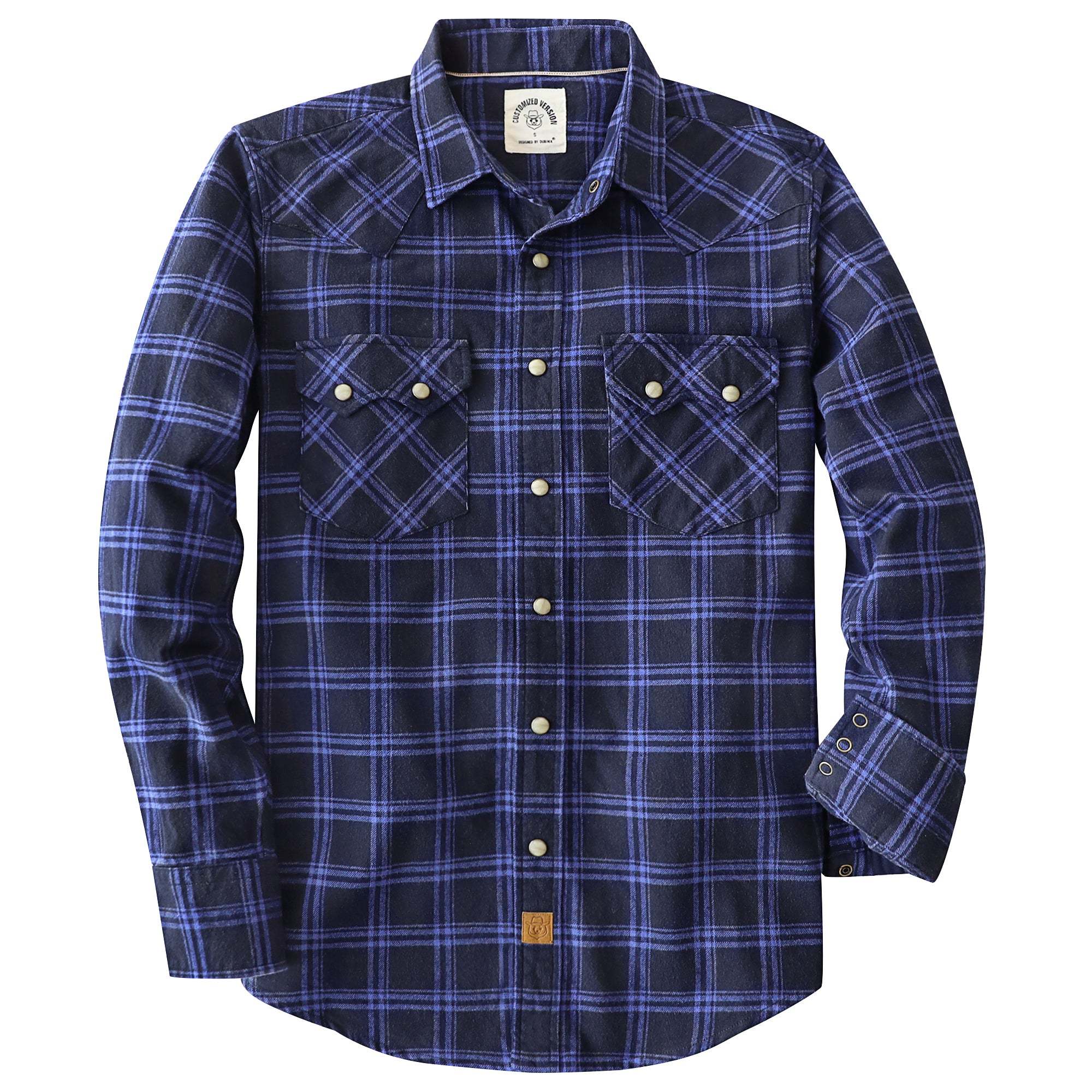 Dubinik? 6.3oz Flannel Shirt for Men Long Sleeve Casual Cozy Snap Button Western Plaid Shirts Soft Pure Cotton#37014