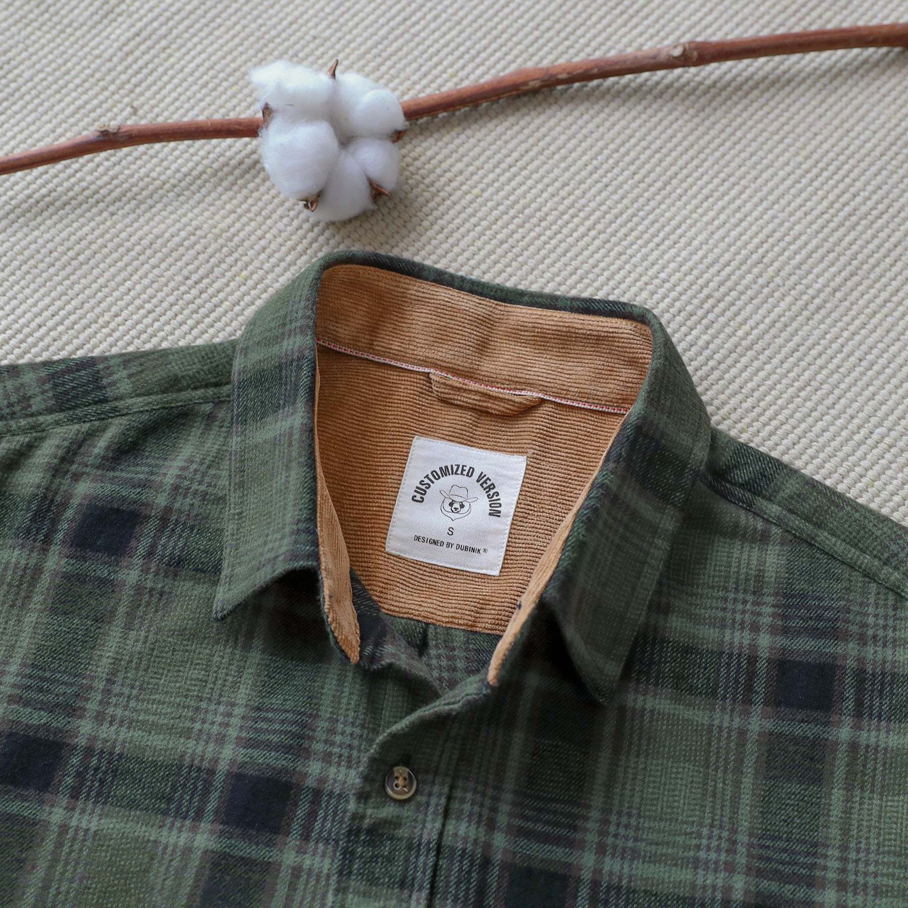 6oz Mens Midweight Green Flannel Shirts Long Sleeve Casual Button Down Brushed 100% Cotton Shirt#1014