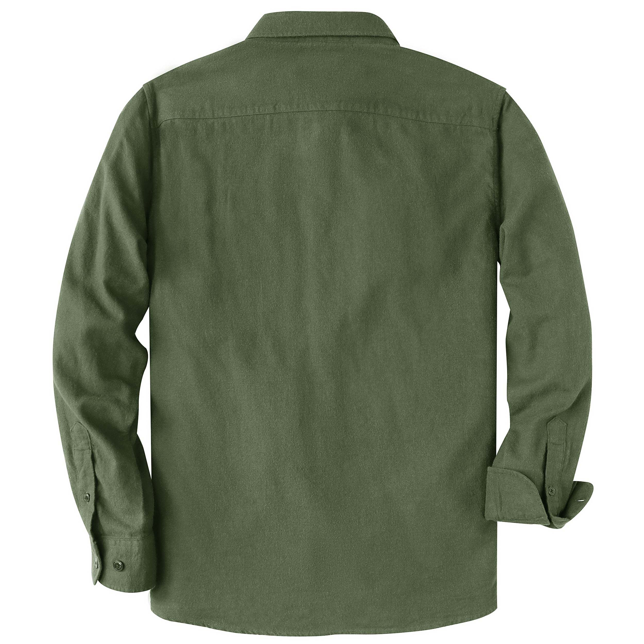 Tall size in stock now! 6oz Men's Dark Green Solid Flannel Long Sleeve Shirts #0302