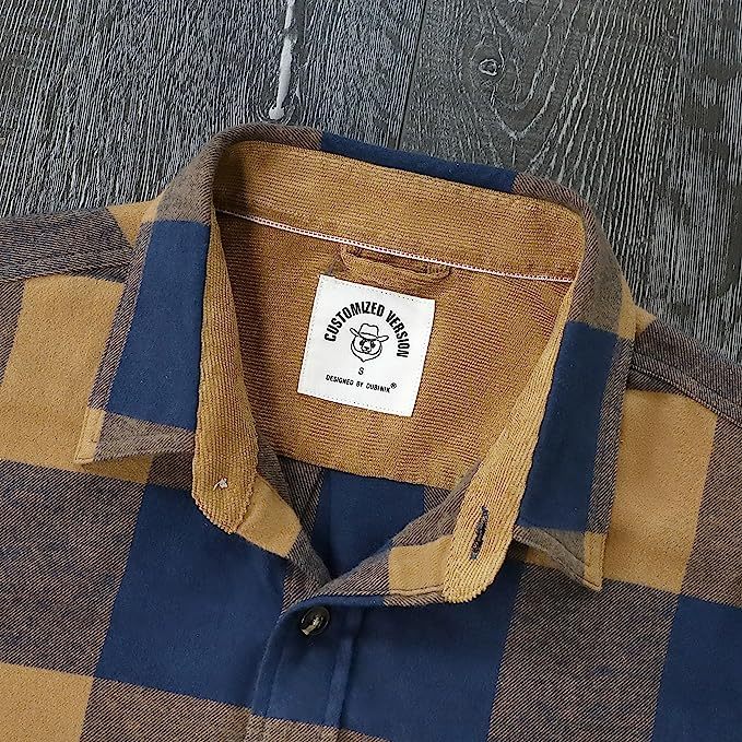 6oz Mens Midweight Flannel Shirts Long Sleeve Casual Button Down Brushed 100% Cotton Shirt#10114