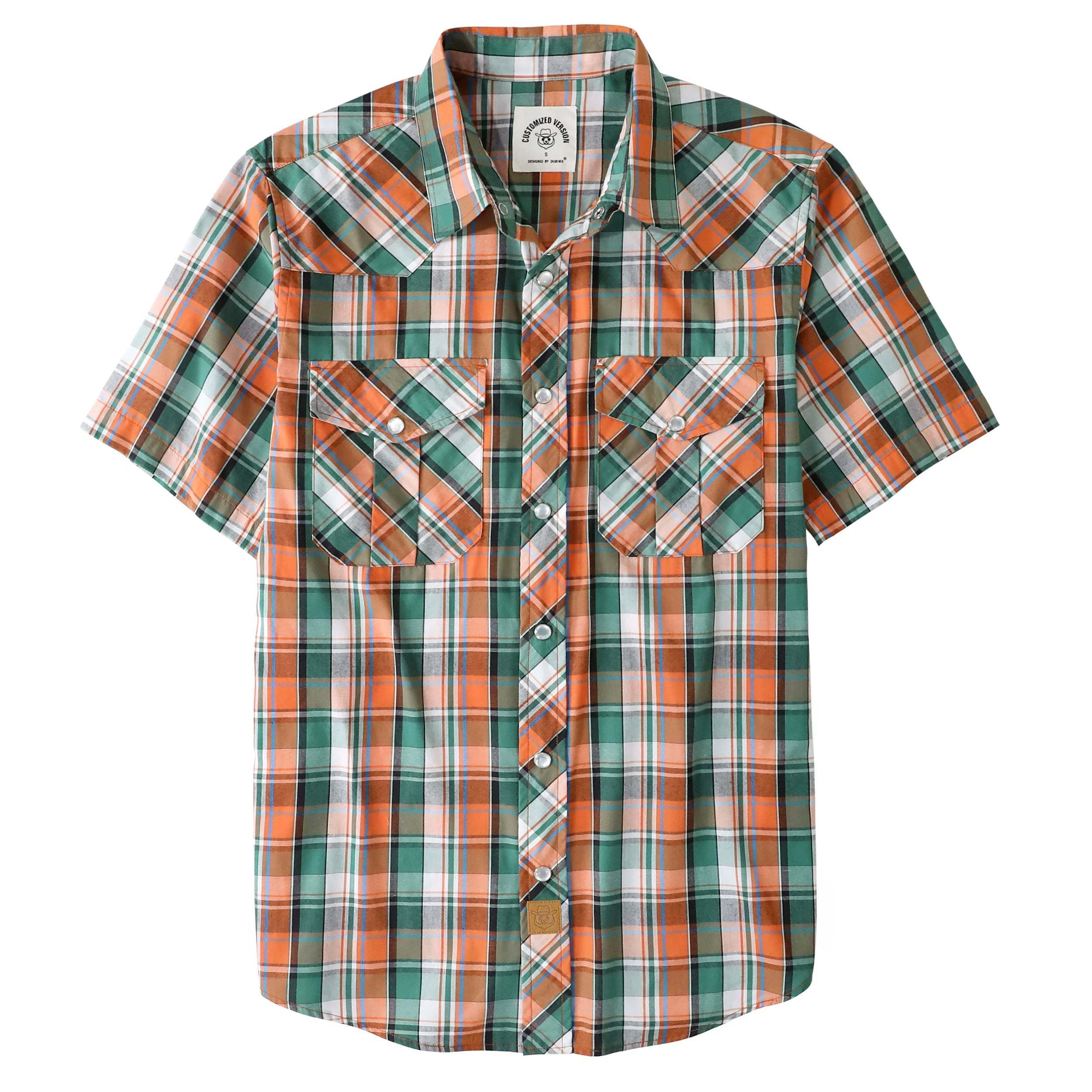 Dubinik? Western Shirts for Men Short Sleeve Plaid Pearl Snap Shirts for Men Button Up Shirt Cowboy Casual Work Shirt#41020