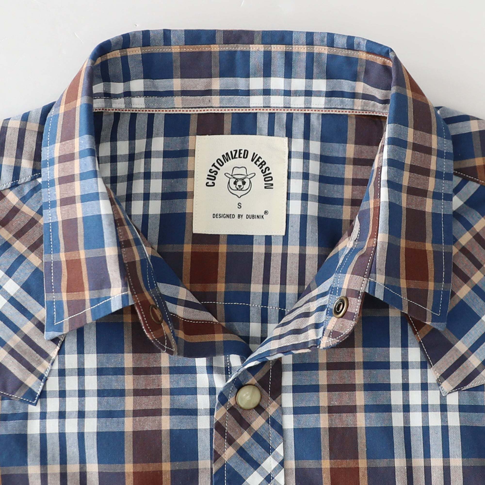 Dubinik? 4.1oz Pearl Snap Shirts For Men Long Sleeve Lightweight Casual Sawtooth Pocket Western Plaid Cowboy Cotton Vintage Work Shirt#48027