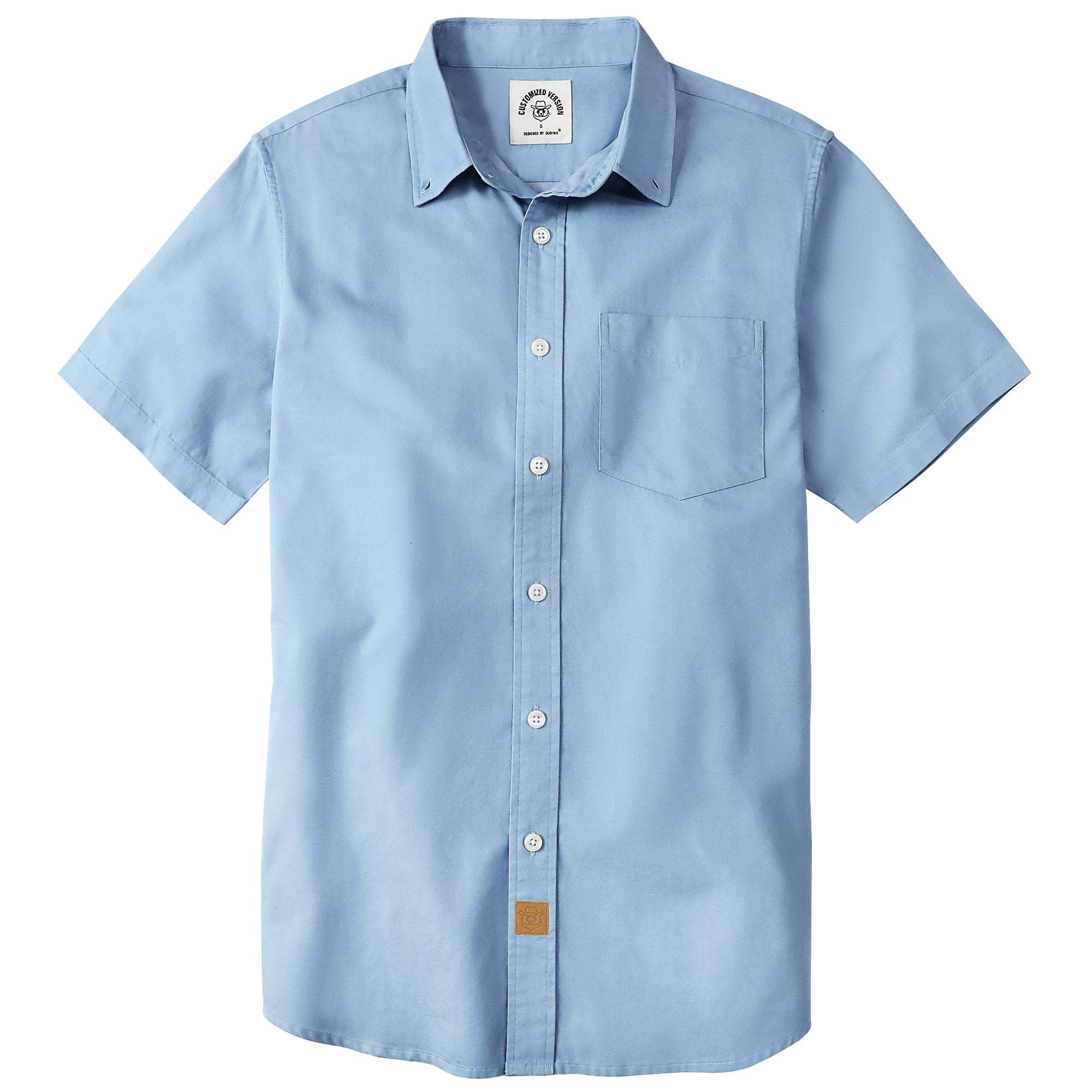 Dubinik? Light Blue Solid Mens Short Sleeve Button Down Shirts Summer Vintage Short Sleeve Button Down Men Lightweight Men's Casual Shirts#51035