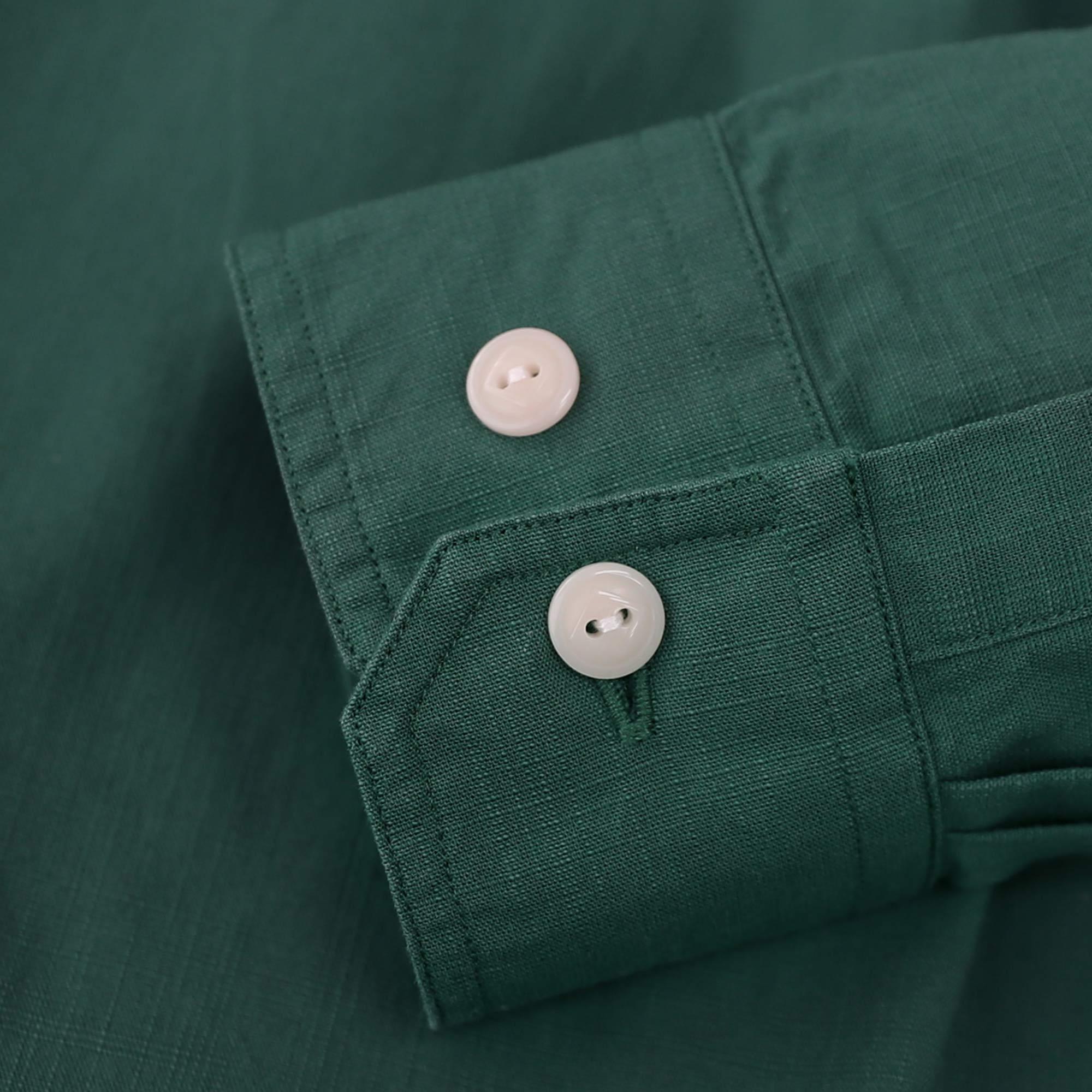 Dubinik? 5.5oz Olive Green Chambray Long Sleeve Button-Front Closure Pocket Cotton Workshirt#58014