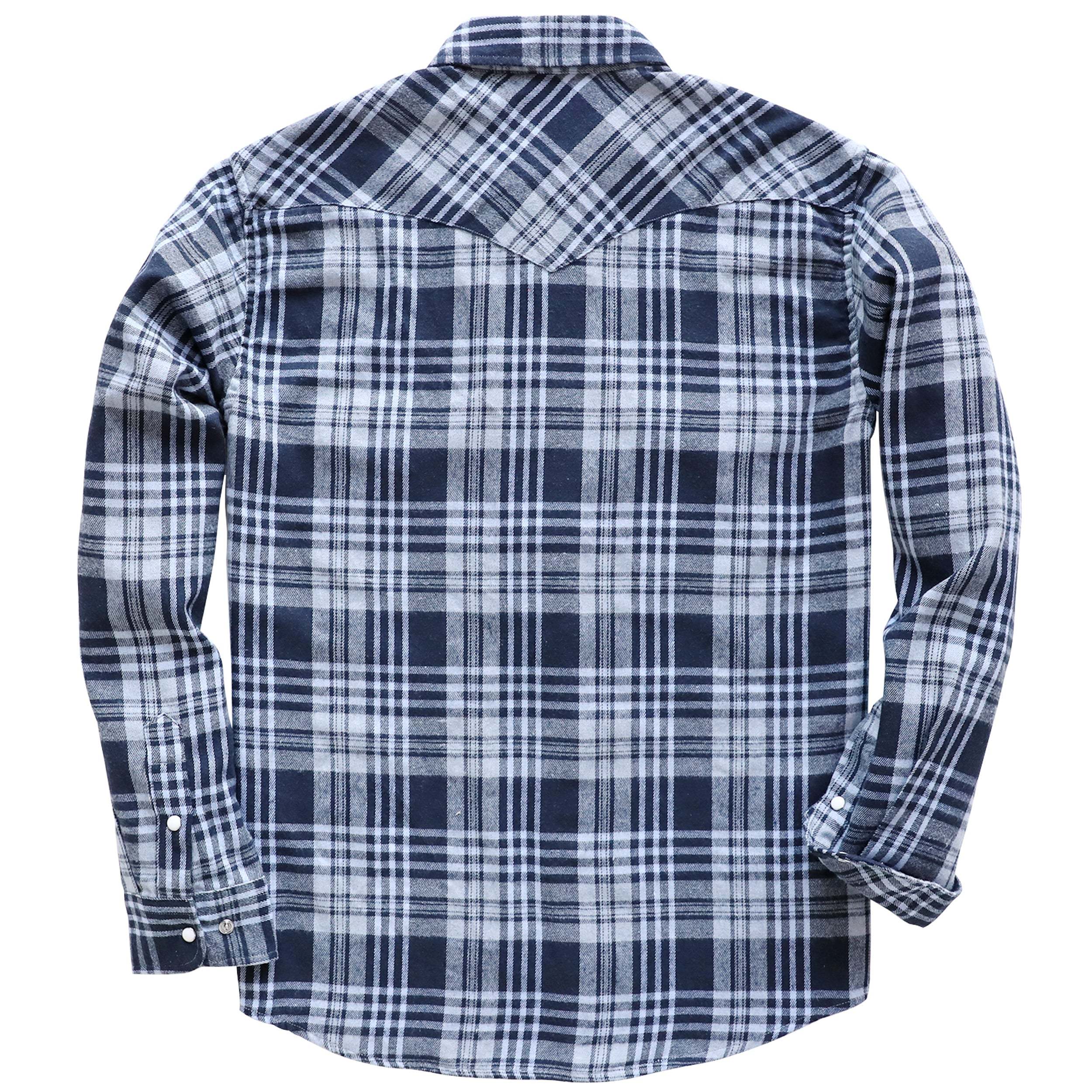 6oz Mens Flannel Long Sleeve Pearl Snap Buttons Western Cowboy Vintage Casual Shirts #2817