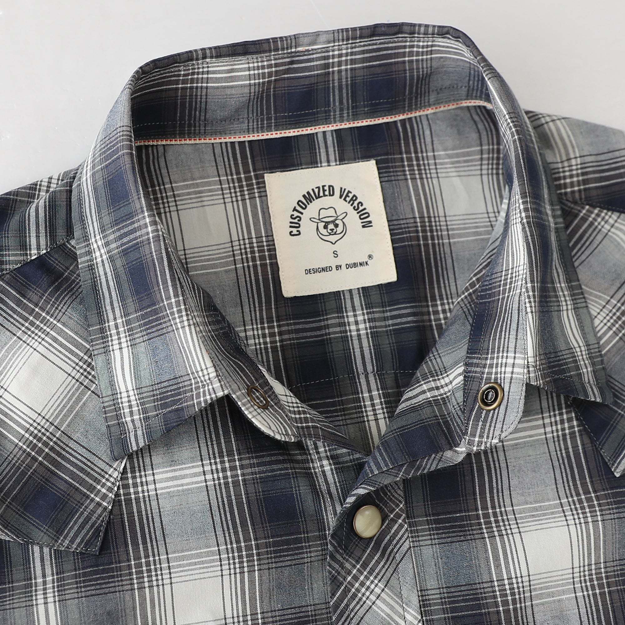 Dubinik? 4.1oz Pearl Snap Shirts For Men Long Sleeve Lightweight Casual Sawtooth Pocket Western Plaid Cowboy Cotton Vintage Work Shirt#48019