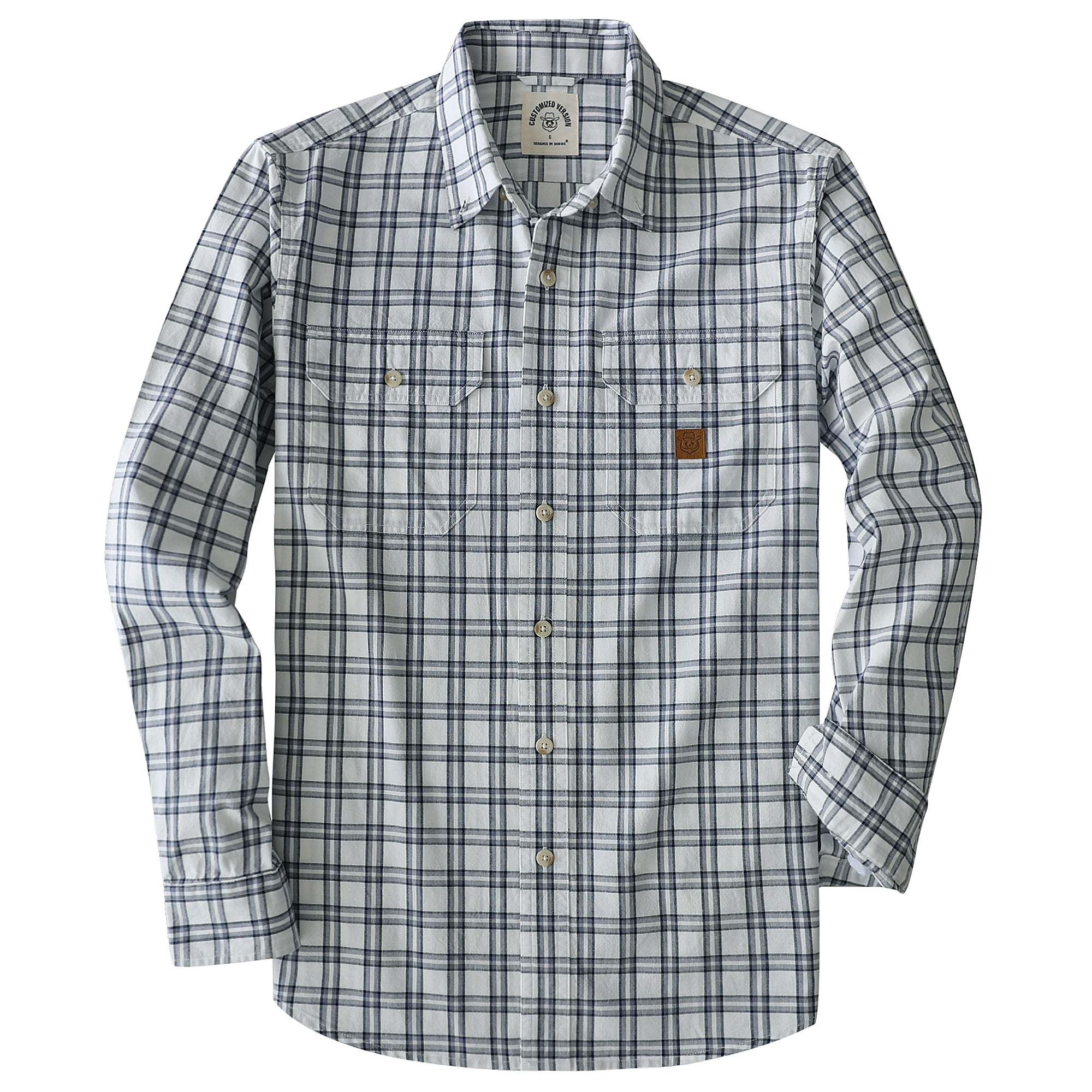 Dubinik? 4.6oz Mens Lightweight Pure Cotton Long Sleeve Button Down Plaid Shirt#101814