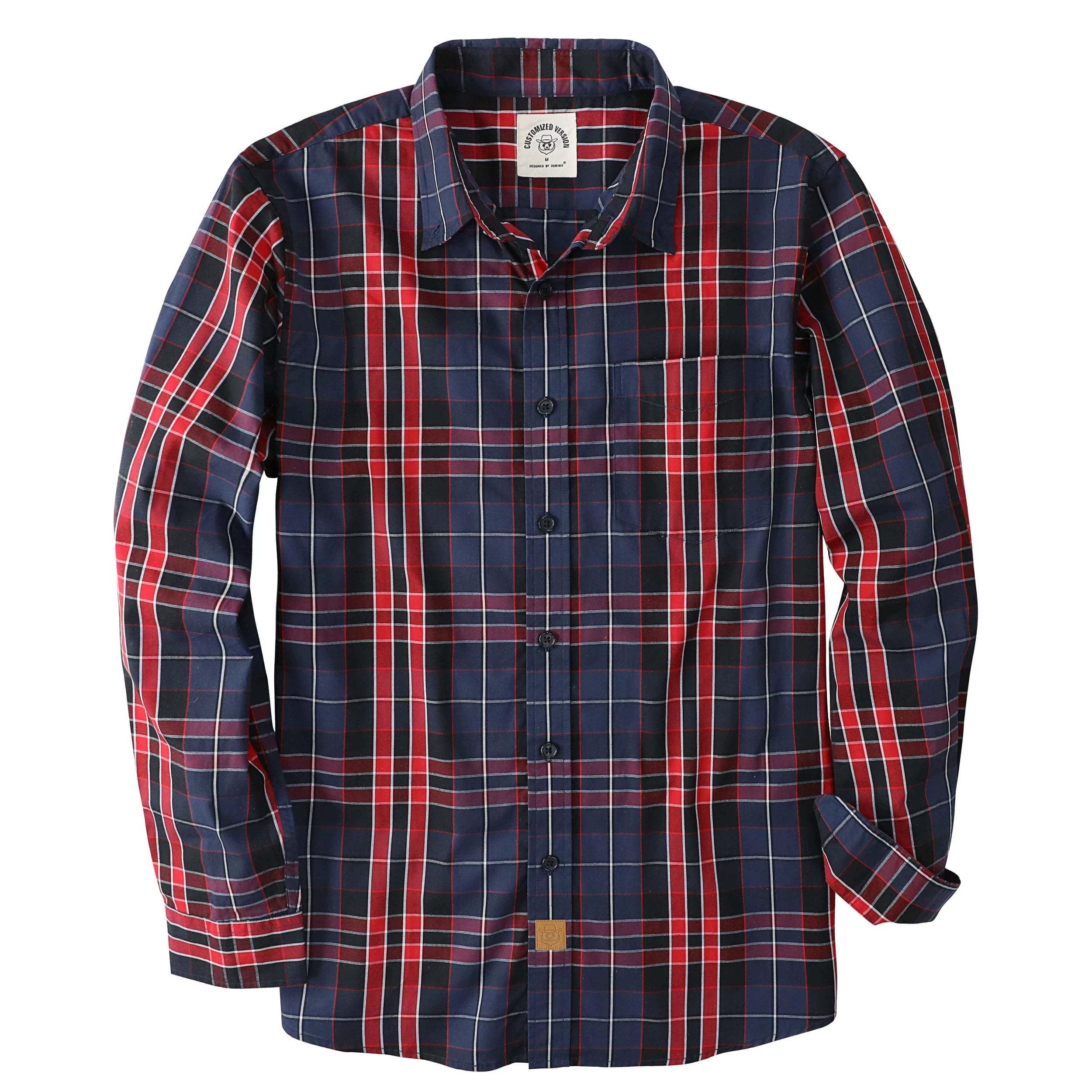 Dubinik? 3.2oz Mens Long Sleeve Casual Button Down Vintage Plaid Shirts#52026