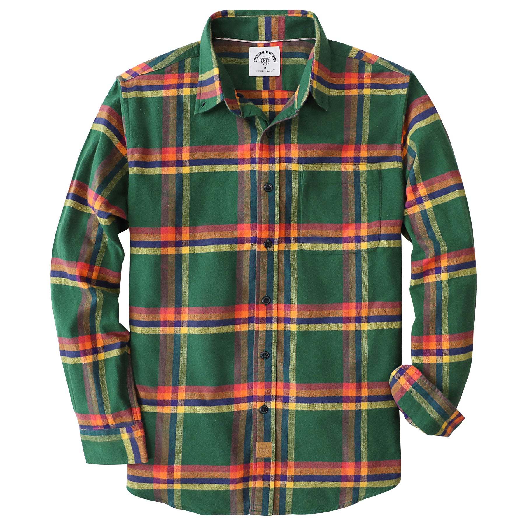 Dubinik? 6oz Green Flannel Shirt for Men 100% Cotton Mens Flannel Shirts Long Sleeve Plaid Soft Casual Button Down Shirt Men#66017