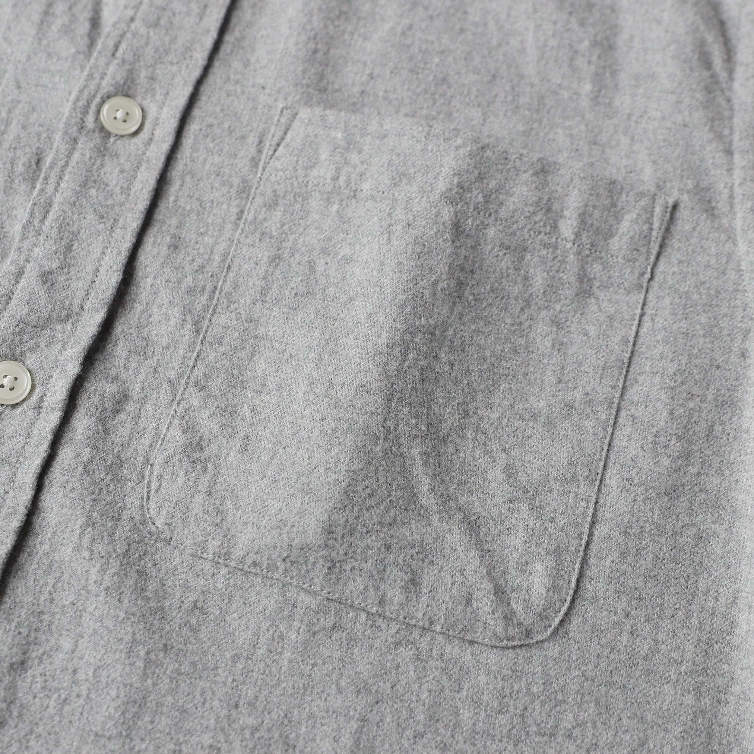 6oz Men's Light Grey Solid Plaid Flannel Long Sleeve Shirts #0304