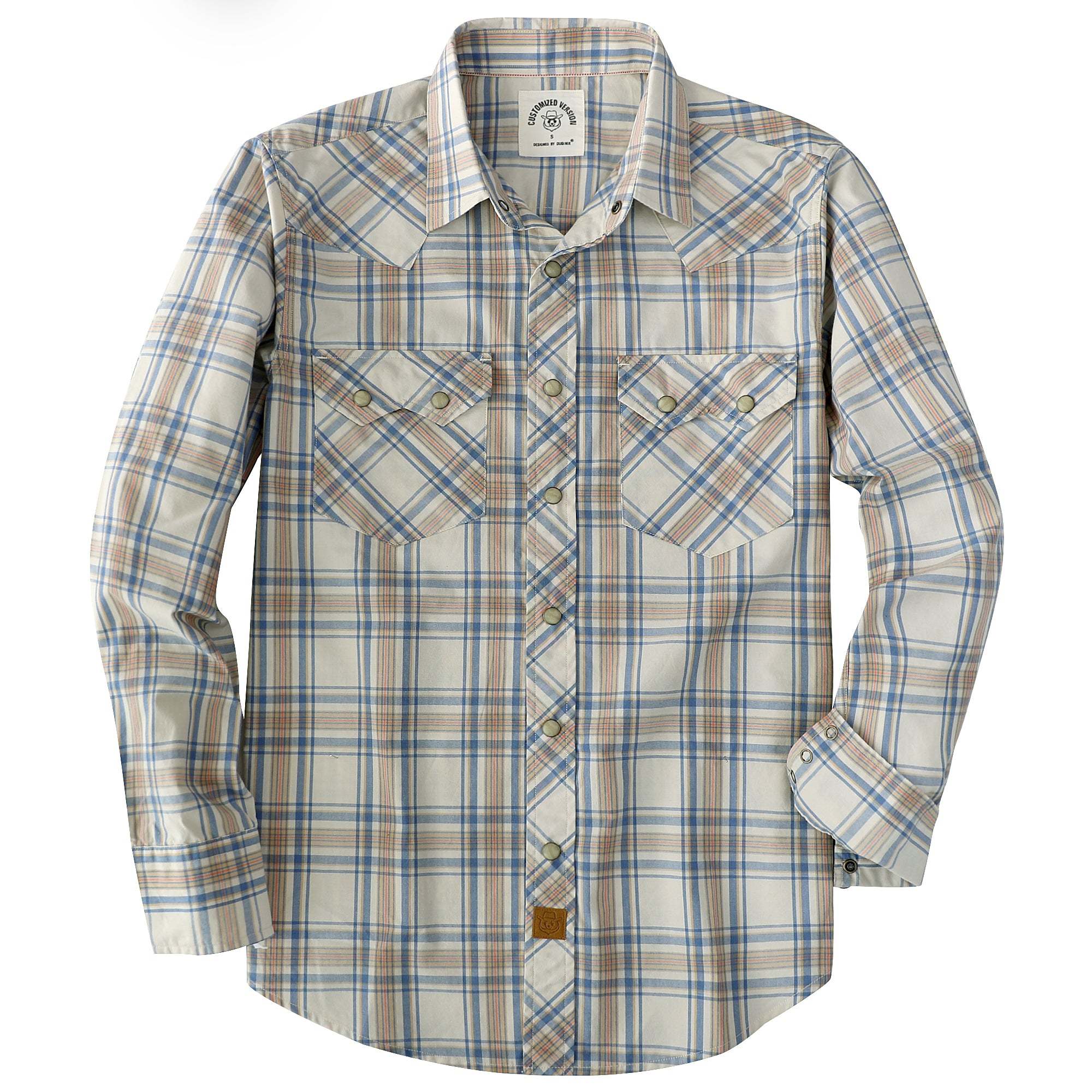 Dubinik? 4.1oz Pearl Snap Shirts For Men Long Sleeve Lightweight Casual Sawtooth Pocket Western Plaid Cowboy Cotton Vintage Work Shirt#48023