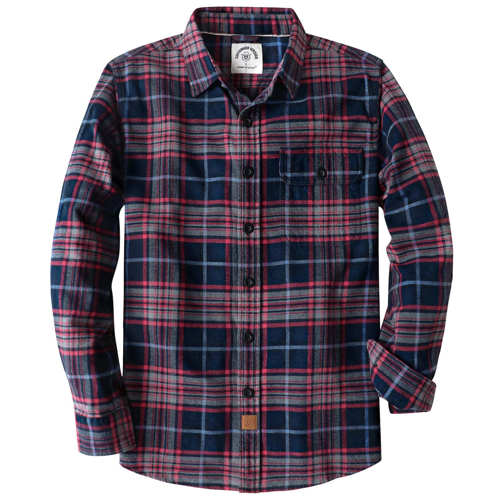 Dubinik? 6oz Mens Long Sleeve Midweight Flannel Shirt Warm Casual Soft Cotton Button Down Plaid Shirt #3414