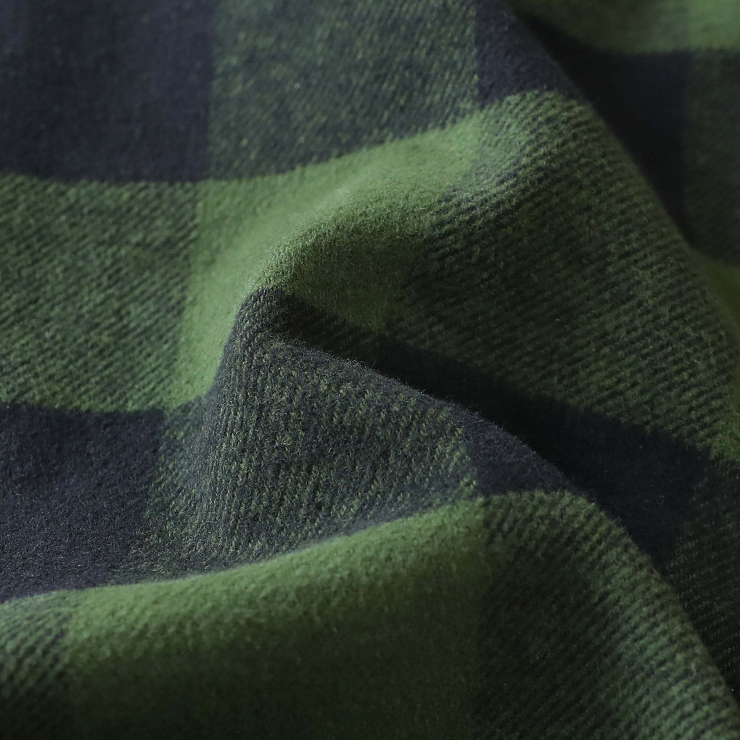 Dubinik? 10.8oz Ultra Heavyweight Green Flannel Shirt for Men Long Sleeve Casual Button Down Soft Pure Cotton Plaid Warm Suede Cuffs#0082017