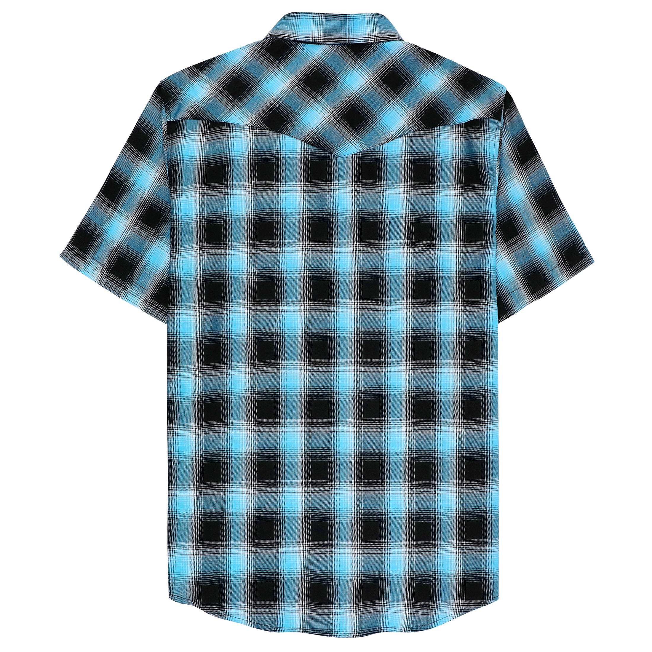 Dubinik?Bamboo Fiber Mens Shirts Short Sleeve Plaid Shirt Men Western Cowboy Pearl Snap Vintage Casual Plaid Shirt #2903