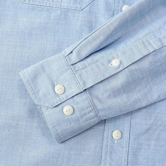 Dubinik? 5.5oz Sky Blue Chambray Long Sleeve Button-Front Closure Pocket Cotton Workshirt#58003