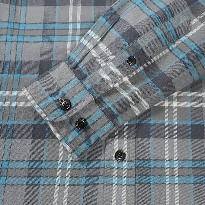 Dubinik? 6oz Mens Flannel Shirts Long Sleeve Button Down Casual Work Plaid Shirt Men All Cotton Soft with Pocket Regular Fit#03-054